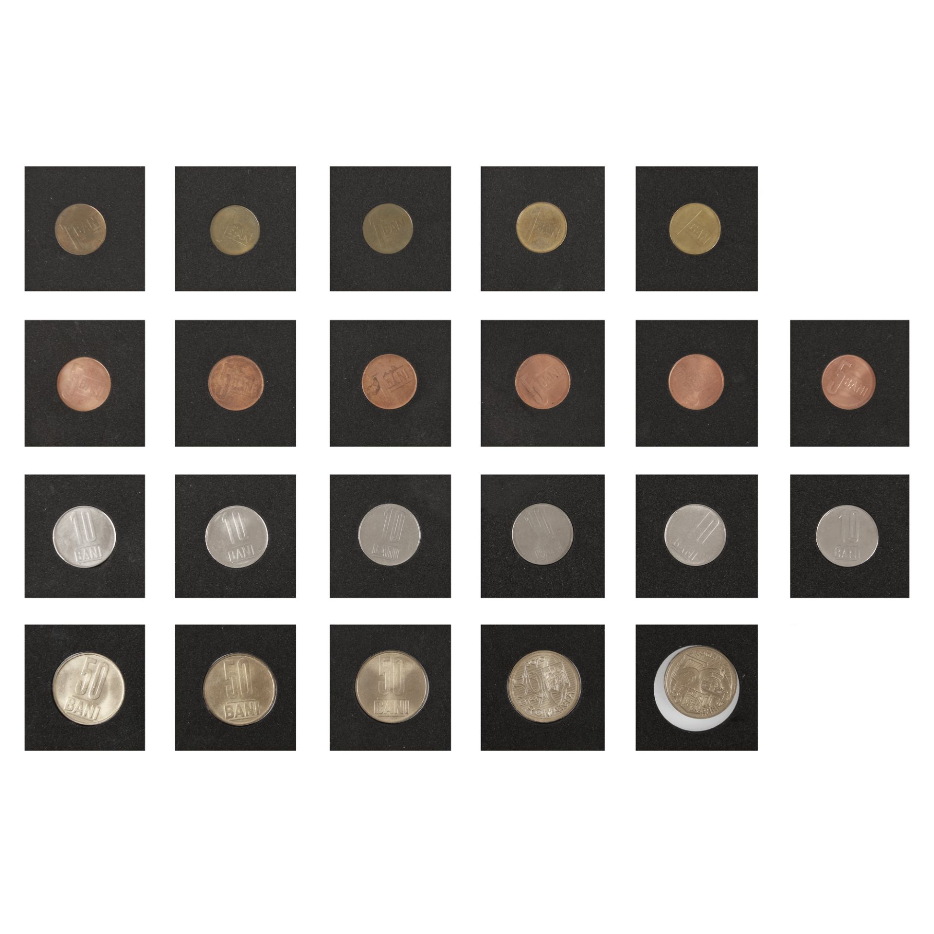 Lot consisting of twenty-two coins, 1 Ban, 5 Bani, 10 Bani, 50 Bani 2005, 1 Ban, 5 Bani, 10 Bani 200 - Image 2 of 2