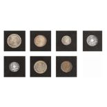 Lot consisting of seven coins, 50 Bani, 1 Leu, 2 Lei 1914, 25 Bani, 50 Bani 1921, 1 Leu, 2 Lei 1924