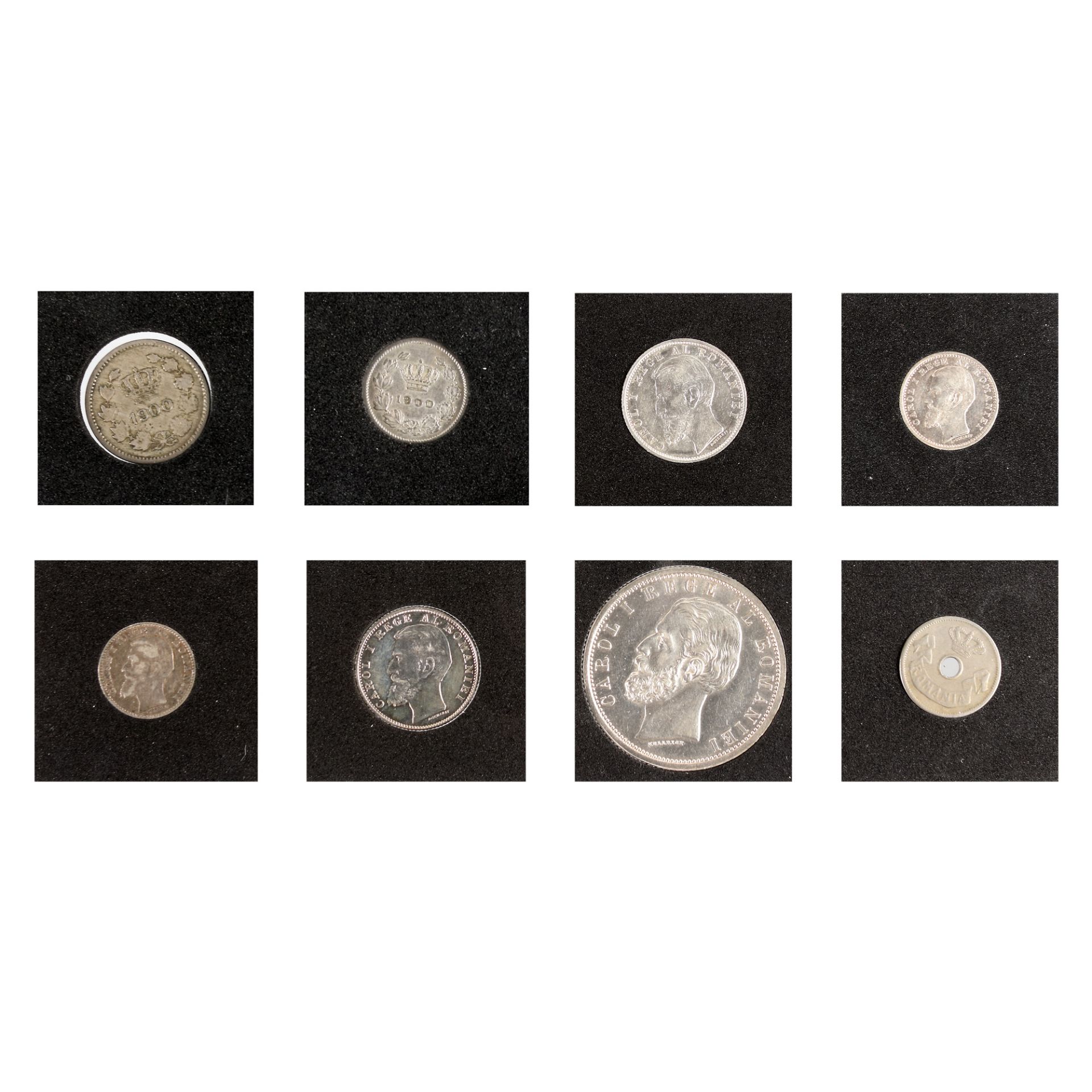 Lot consisting of nine coins, 5 Bani 1900, 10 Bani 1900, 50 Bani 1900, 1 Leu 1900, 50 Bani 1901, 1 L - Image 2 of 2