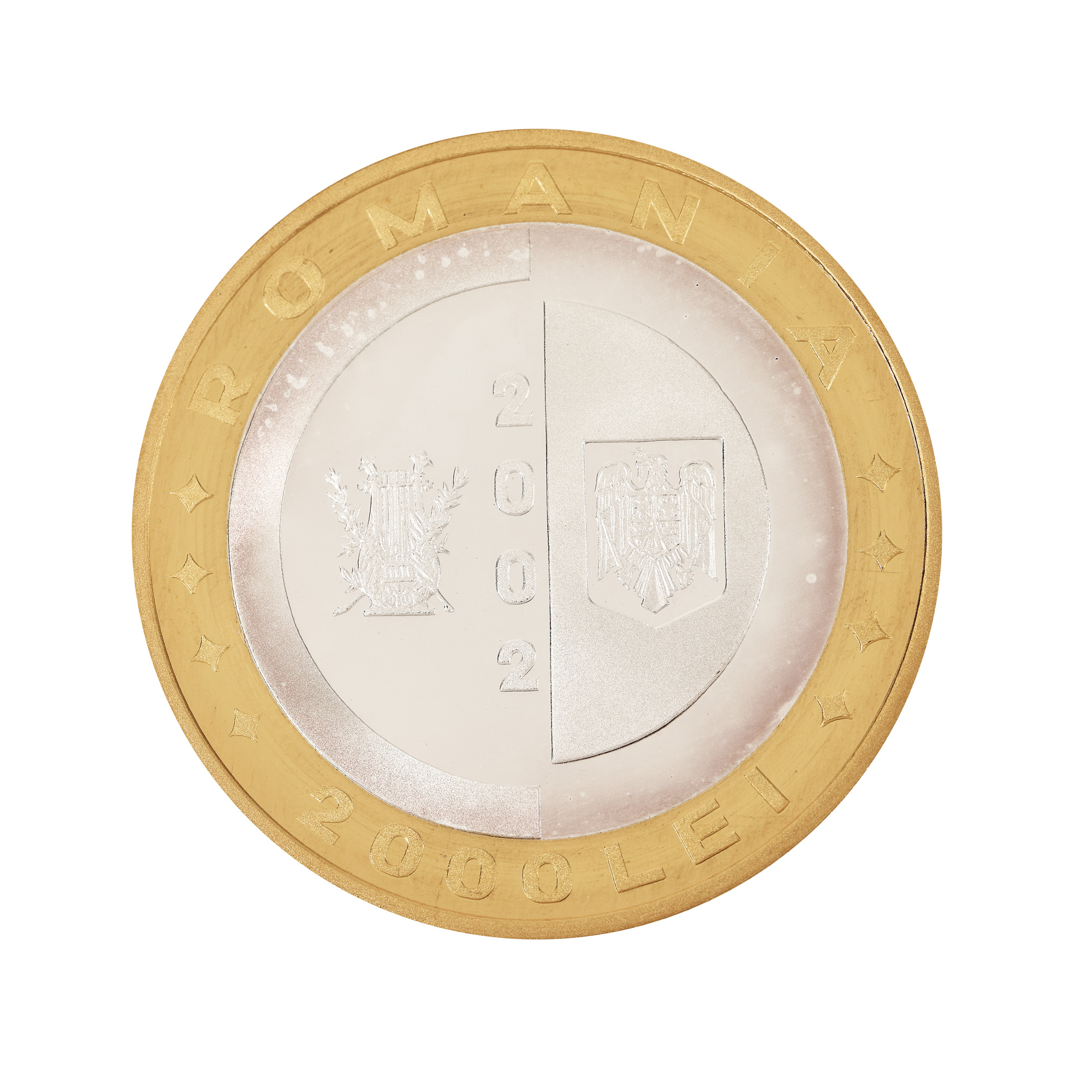 BNR commemorative coin, Ion Heliade Rădulescu, 1802-2002, bimetal - silver core and gold outer ring - Image 2 of 2