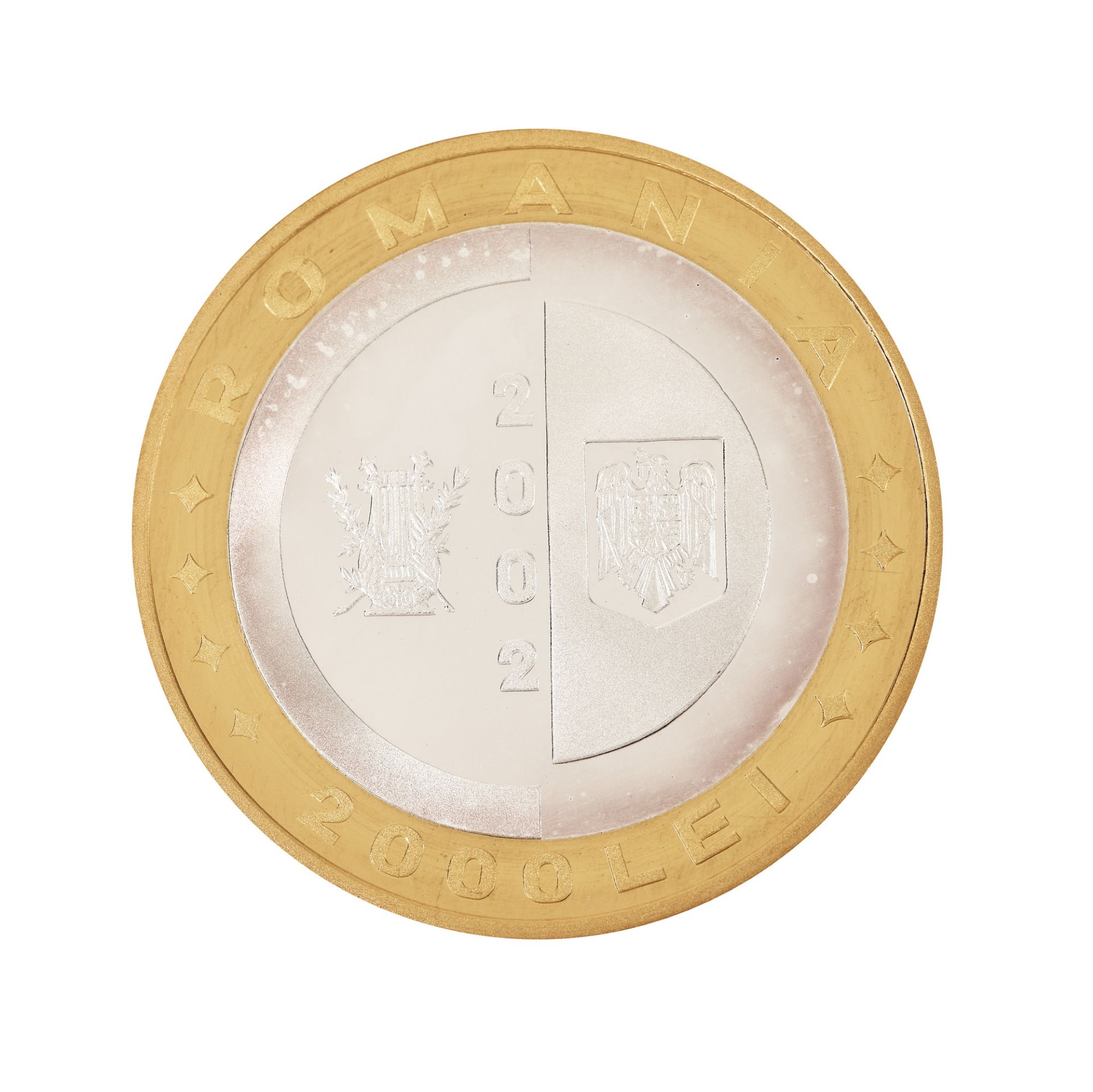 BNR commemorative coin, Ion Heliade Rădulescu, 1802-2002, bimetal - silver core and gold outer ring - Image 2 of 2