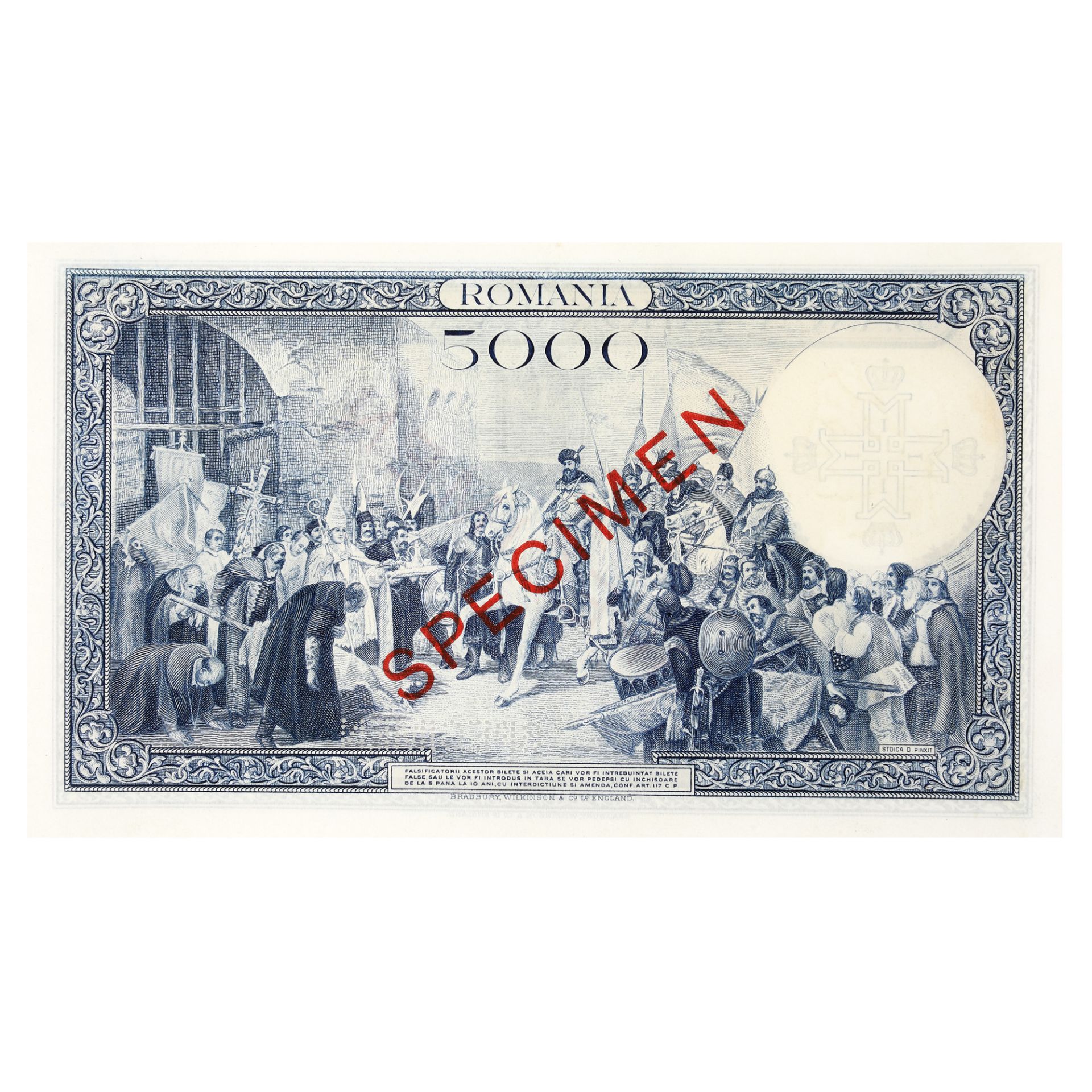 Lot consisting of twelve specimen banknotes, issued by the National Bank of Romania, 1931-1996 - Image 11 of 13
