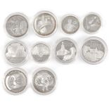 Lot consisting of ten BNR commemorative coins, silver