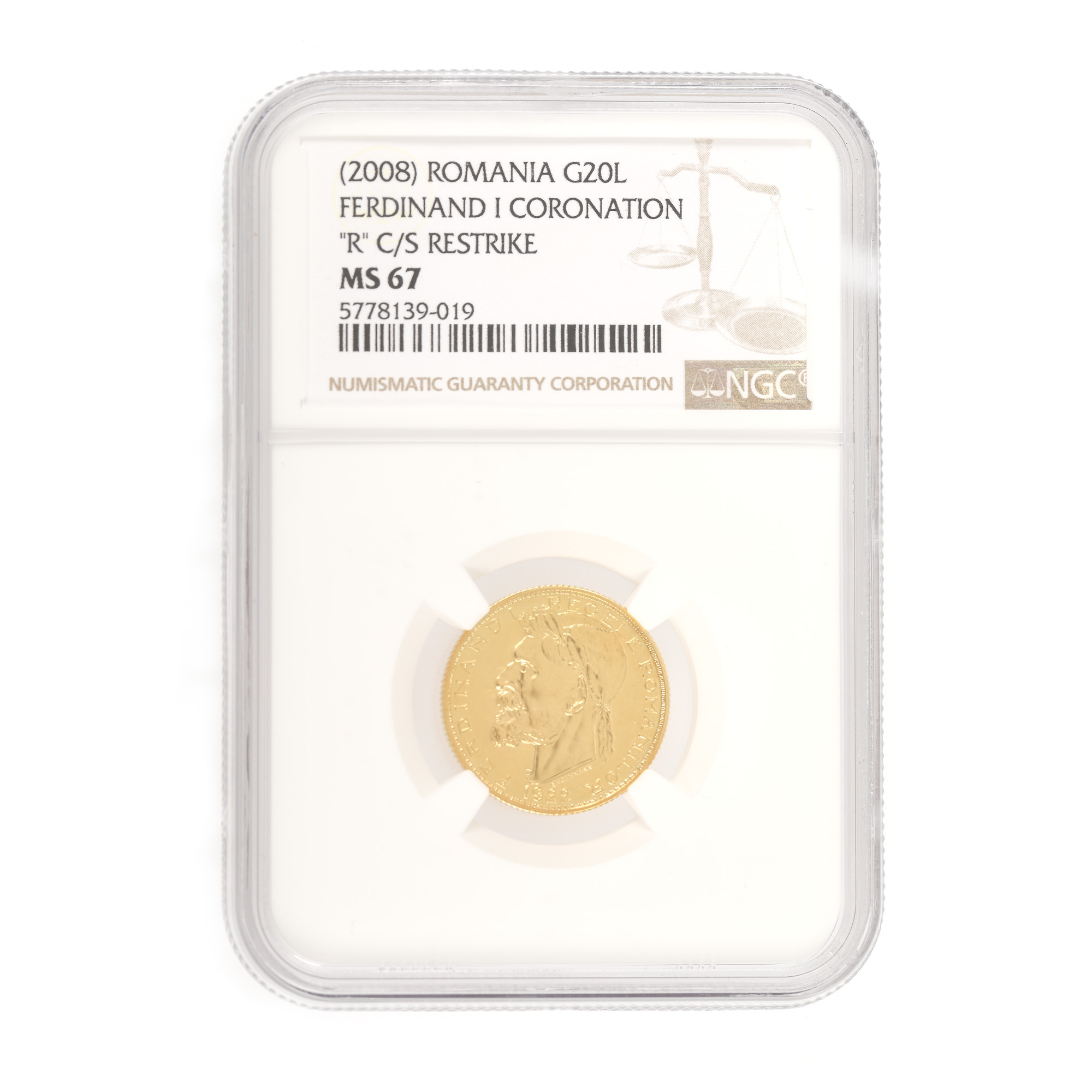 20 Lei 1922 coin, official recoinage by BNR, 2008, gold