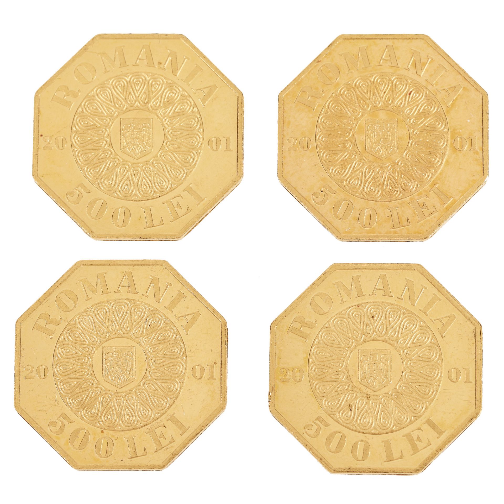 Lot consisting of four BNR commemorative gold coins, The Pietroasa Treasure, 2001 - Image 2 of 3