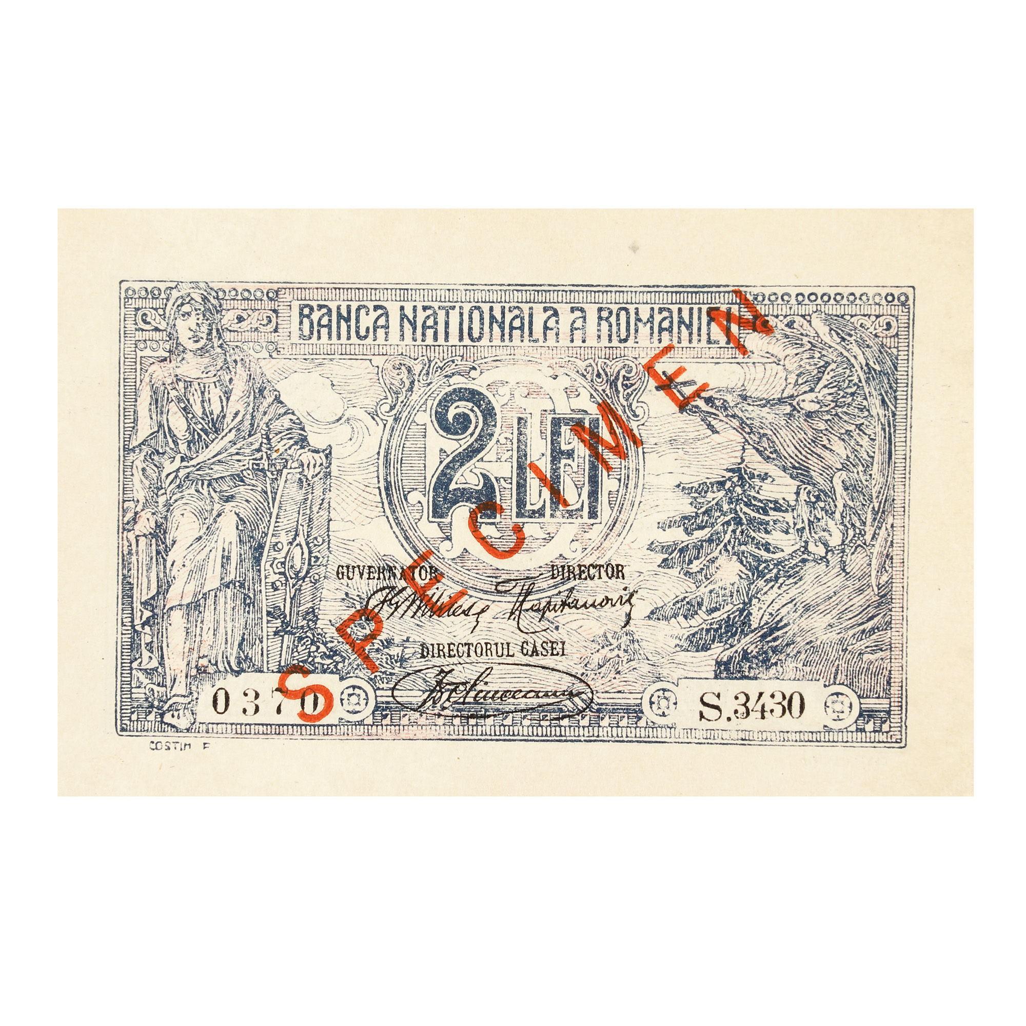 Lot consisting of twelve specimen banknotes, issued by the National Bank of Romania, 1920-1998 - Image 6 of 13