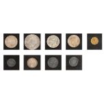 Lot consisting of nine coins, 250 Lei 1940, 1 Leu, 2 Lei, 250 Lei, 250 Lei "Totul Pentru Țară" ("All