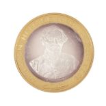 BNR commemorative coin, Ion Heliade Rădulescu, 1802-2002, bimetal - silver core and gold outer ring