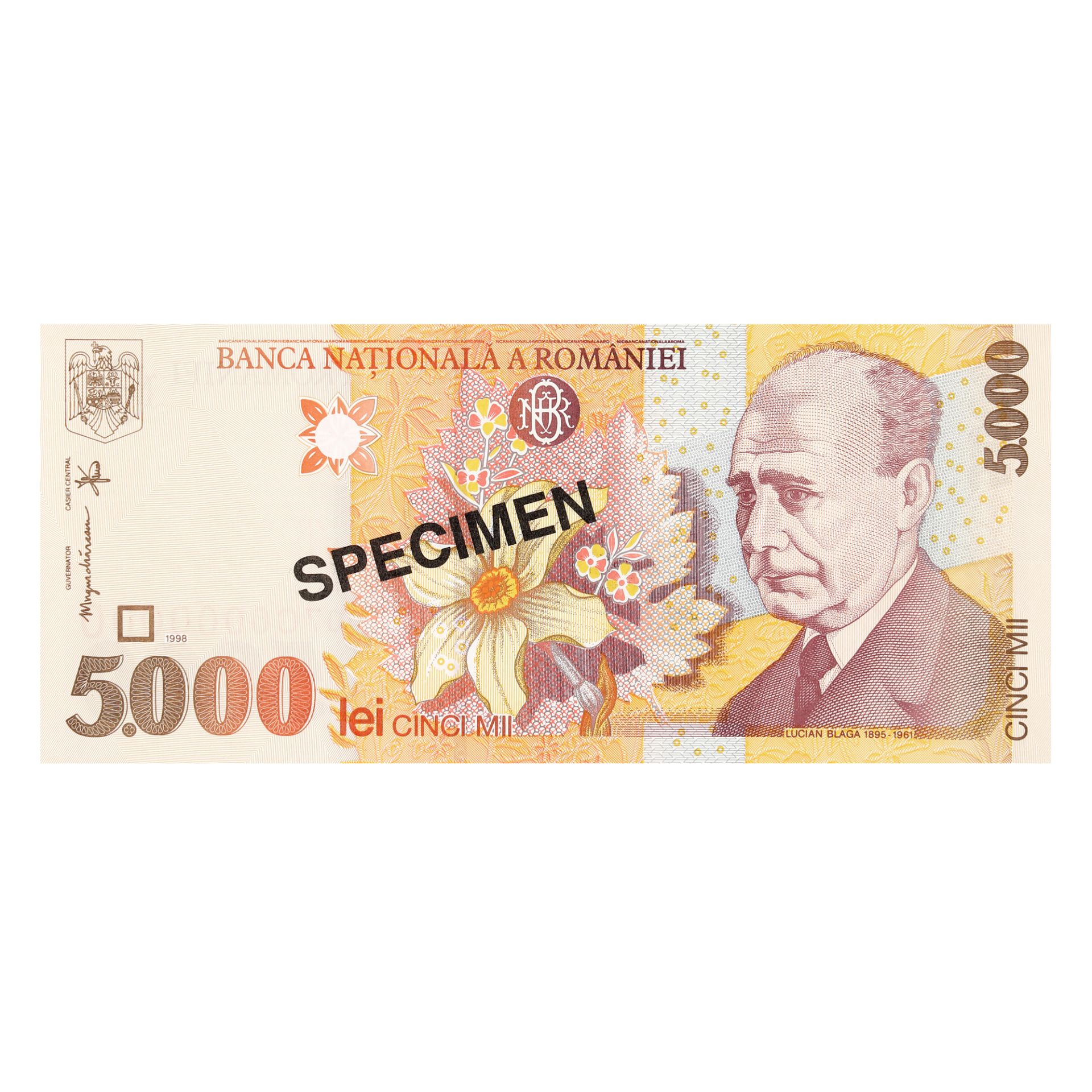 Lot consisting of twelve specimen banknotes, issued by the National Bank of Romania, 1920-1998 - Image 3 of 13