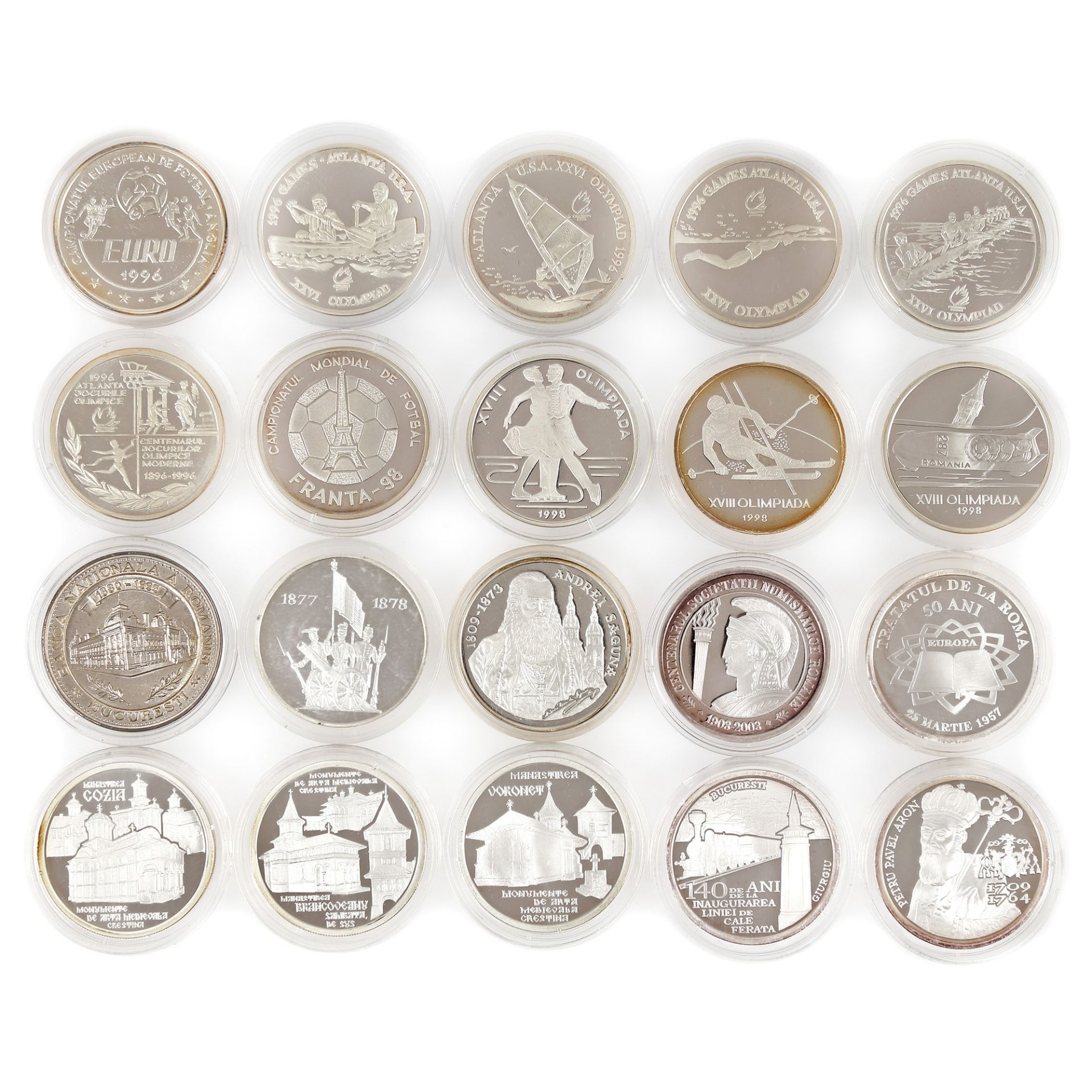 Lot of twenty BNR commemorative coins, silver