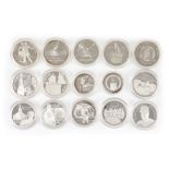 Lot consisting of fifteen BNR commemorative coins, silver