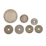 Lot consisting of seven coins, 10 Bani, 20 Bani 1905, 5 Bani, 10 Bani, 20 Bani, 1 Leu, 5 Lei 1906