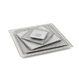 Herm?s set, consisting of 5 porcelain plates, "Mosaique au 24 platinum" collection