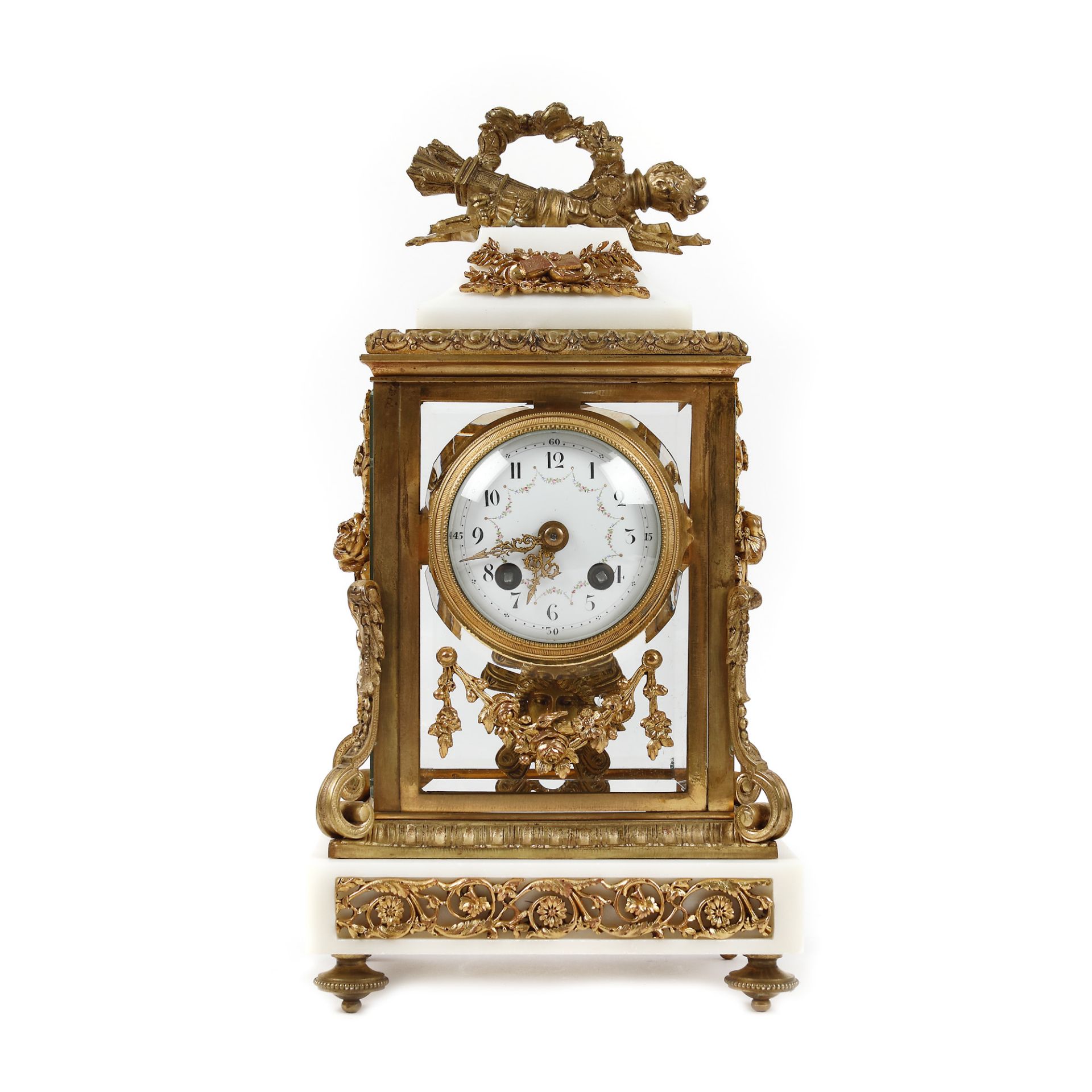 Office clock, Louis XVI manner decoration, late 19th century