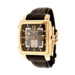 Ulysse Nardin Quadrato Dual Time wristwatch, rose gold, men, replacement bracelet