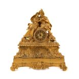 Samuel Wehl clock, gilded bronze, for the fireplace, mid-19th century