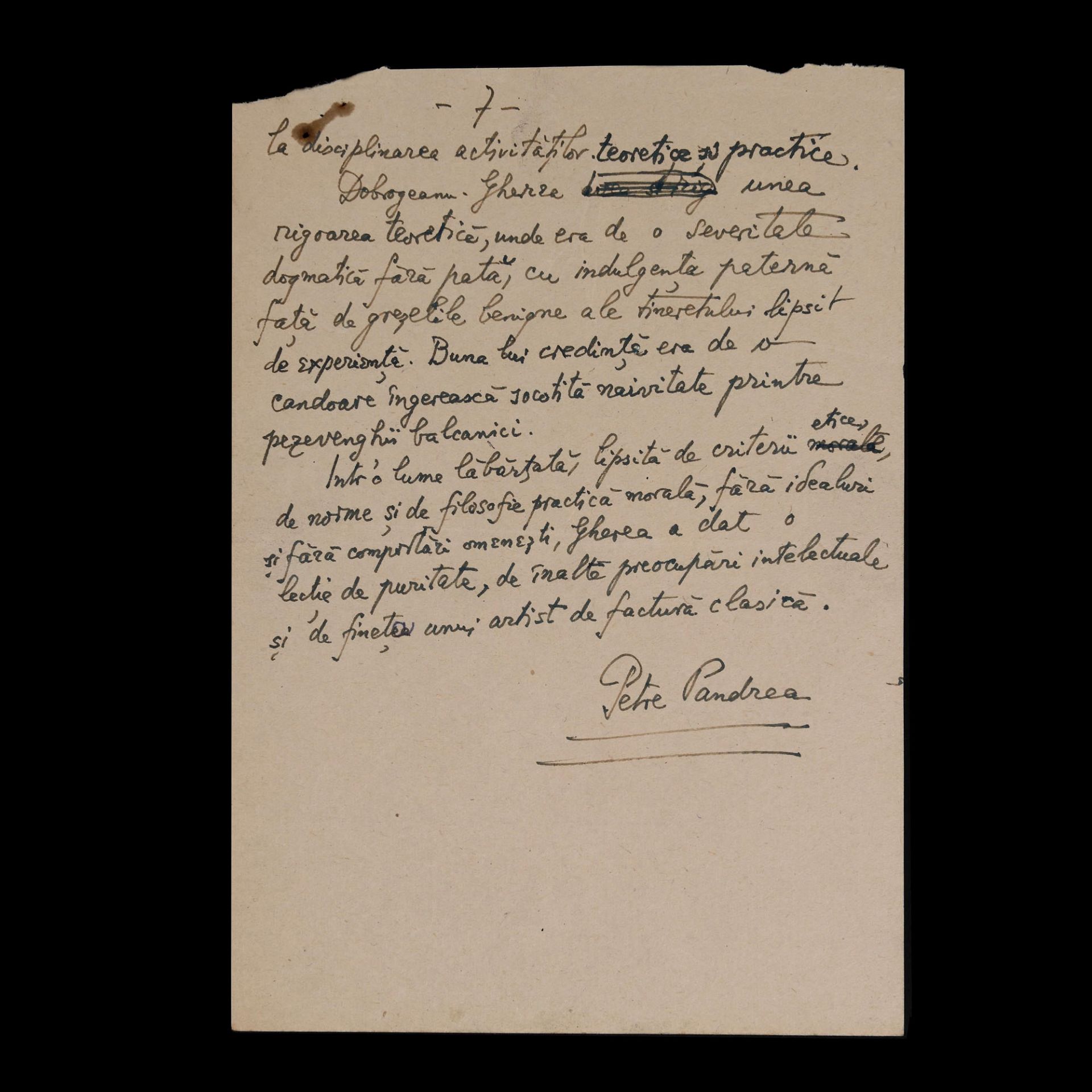 The manuscript of the article "Constatin Dobrogeanu Gherea", by Petre Pandrea, published in Orizont - Image 6 of 6