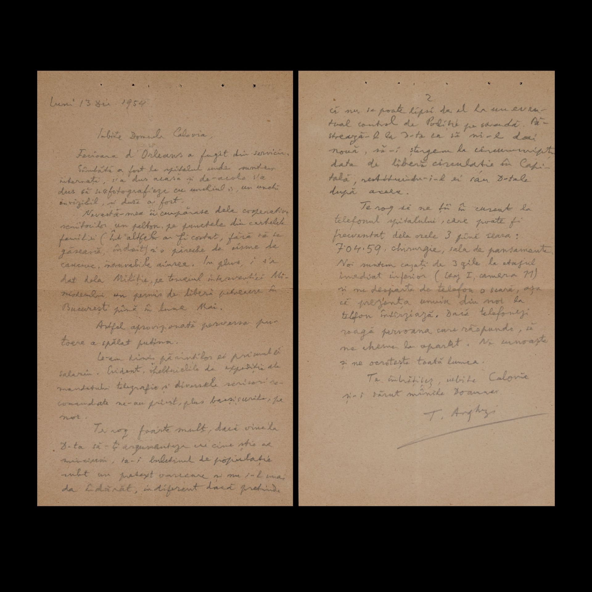 Four letters and a note sent by Tudor Arghezi to the writer Ion (Marinescu) Calovia, 1954, with enve - Image 5 of 6