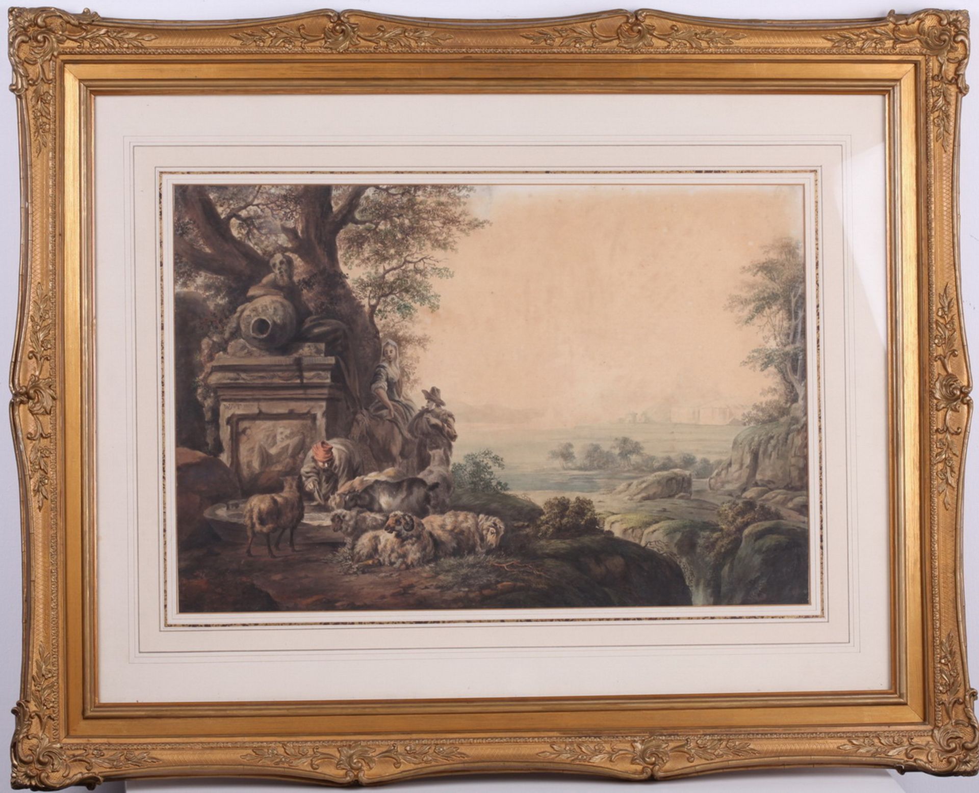 Troostwijk, Wouter Johannes van. Landscape with a genre scene nearby a well. 1807.<br>Paper, waterco - Bild 3 aus 3