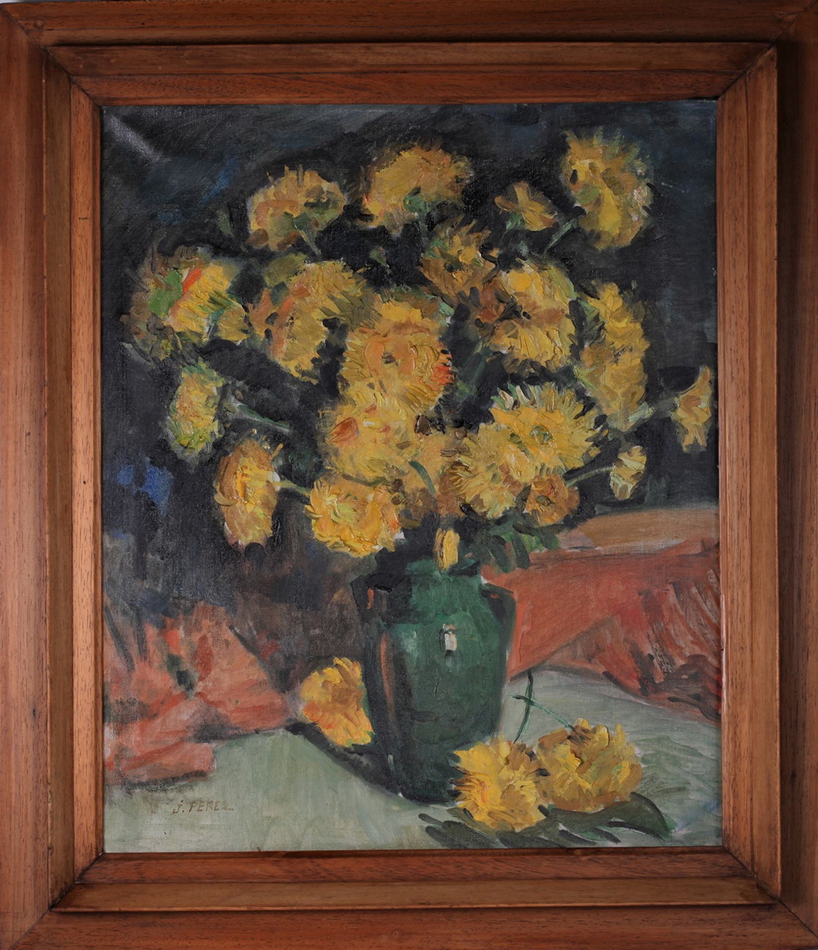 Perez, J. Still life.Signed. 1970. Oil on canvas. 60x50 cm. - Bild 3 aus 4