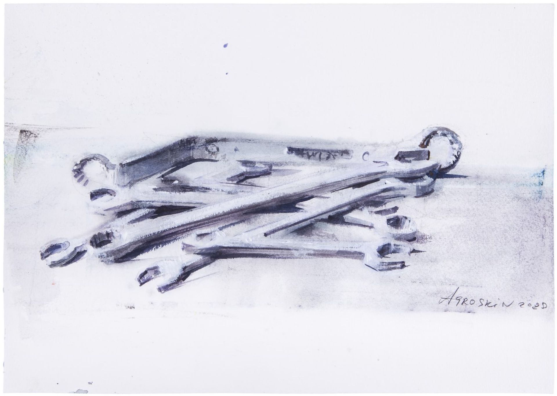 Agroskin, S.E. Tools. 2020. Paper, watercolor, ceruse. 30x42 cm.<br>Signed. Sales: Lyon &amp; Turnbu