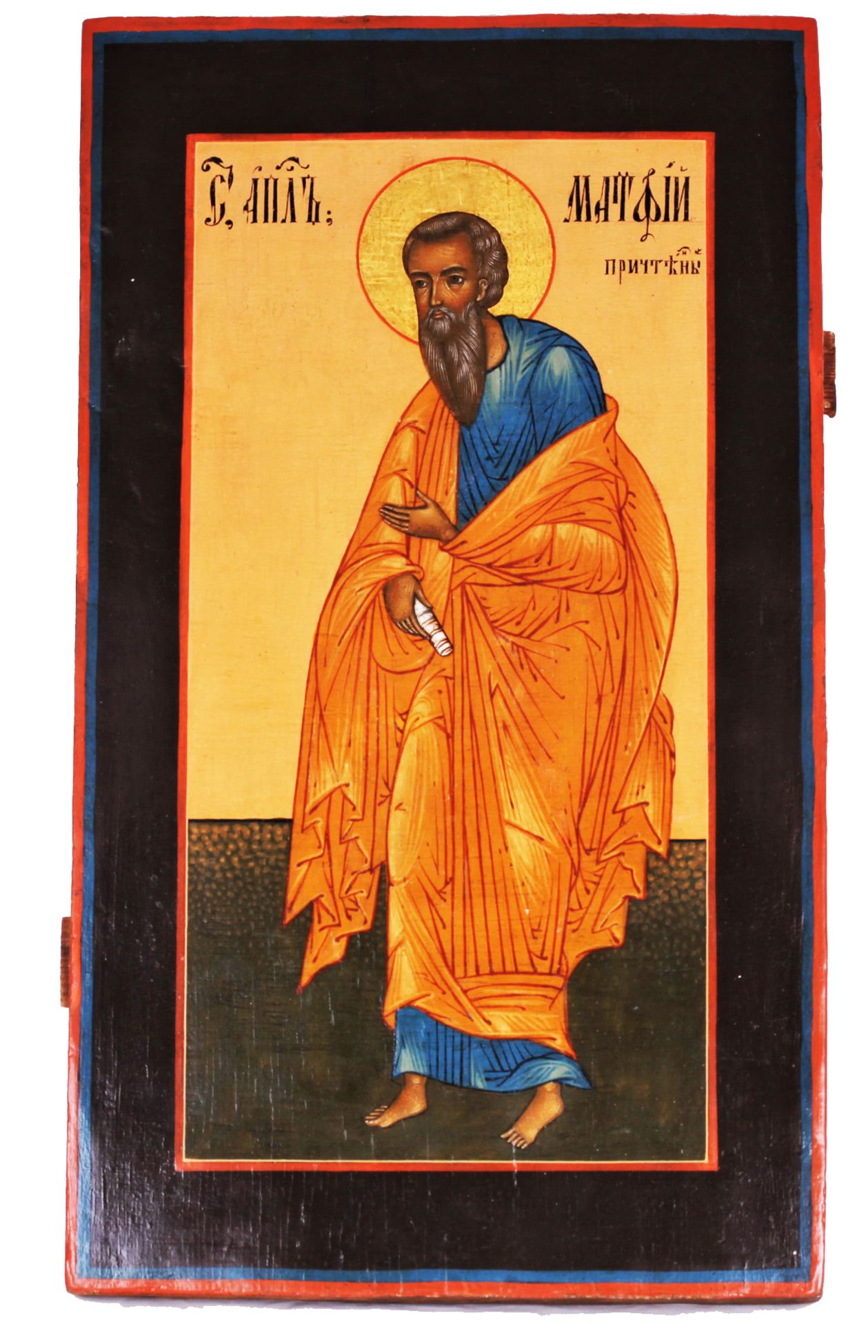 Russian icon "Saint Matthias".<br>Wood, tempera, levkas, gilding. Russia, 19th century. 44,5x25,5 cm