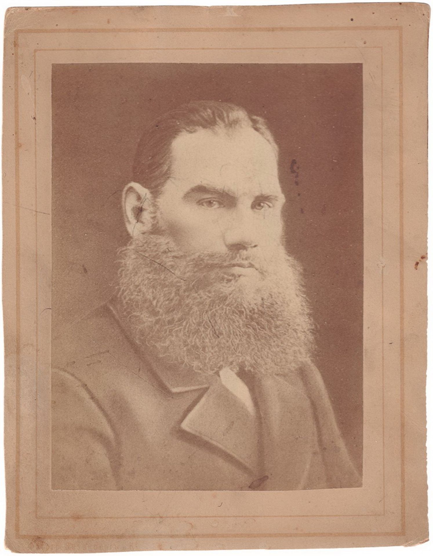 [Russian Empire]. Portrait of Leo Tolstoy. Photograph. Vintage print. [1860s]; 13,4x9,8 cm.<br>Album