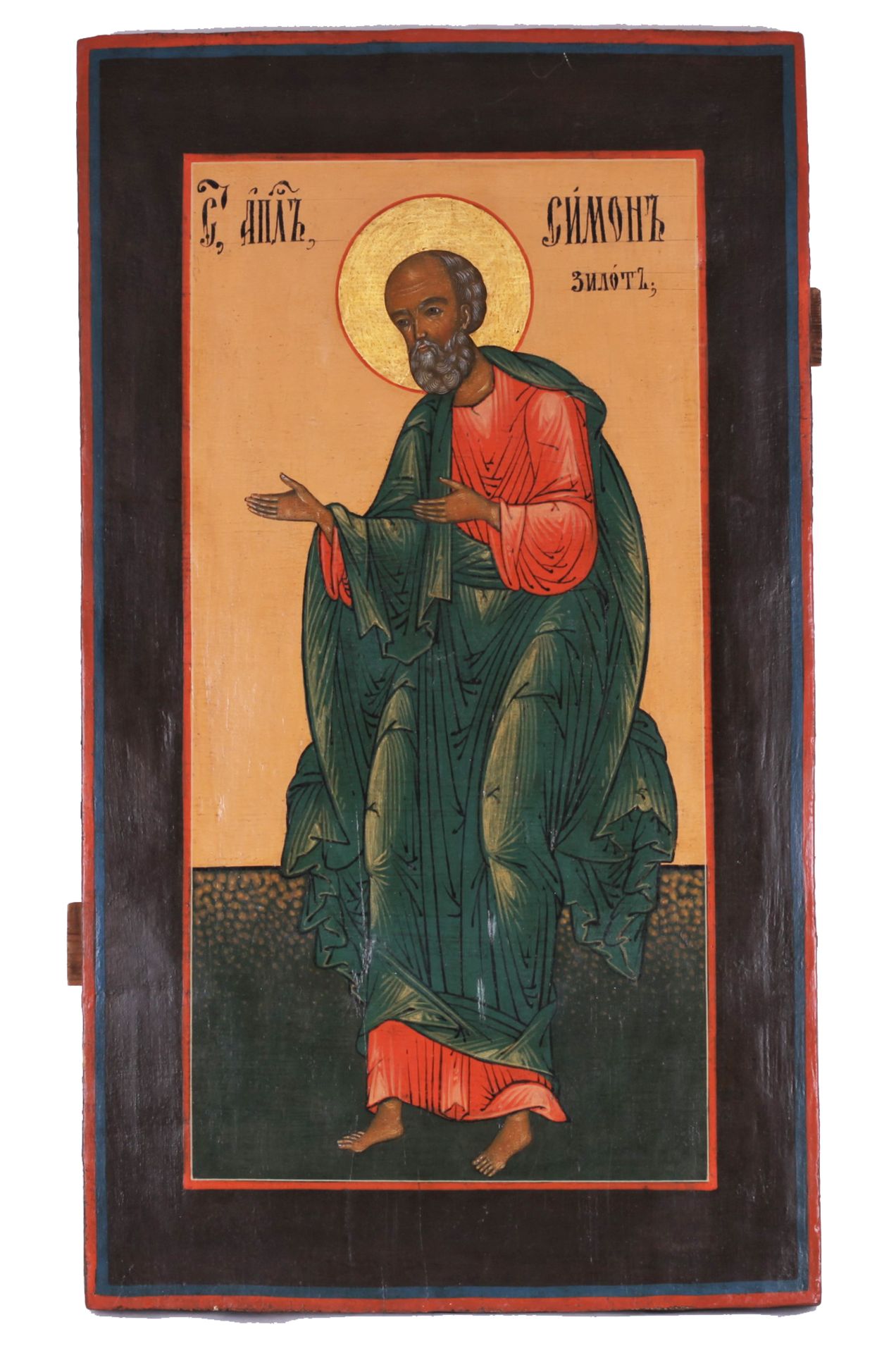 Russian icon "Saint Simon".<br>Wood, tempera, levkas, gilding. Russia, 19th century. 44,3x25,4 cm.