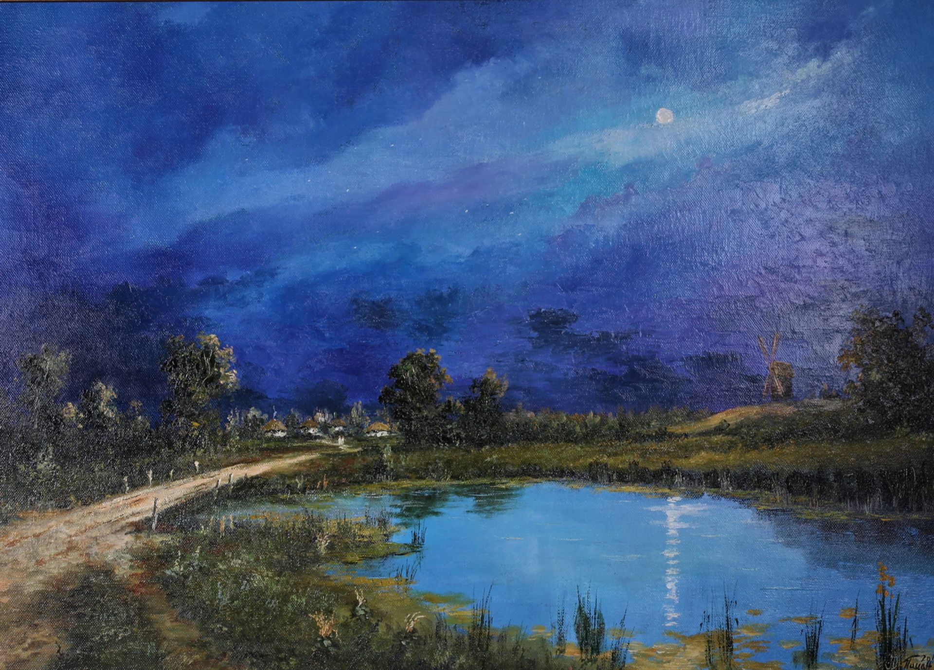 Pazan, U. Ukrainian landscape in the evening.Signed and framed. 2019. Oil on canvas. 50x70 cm. - Bild 2 aus 4