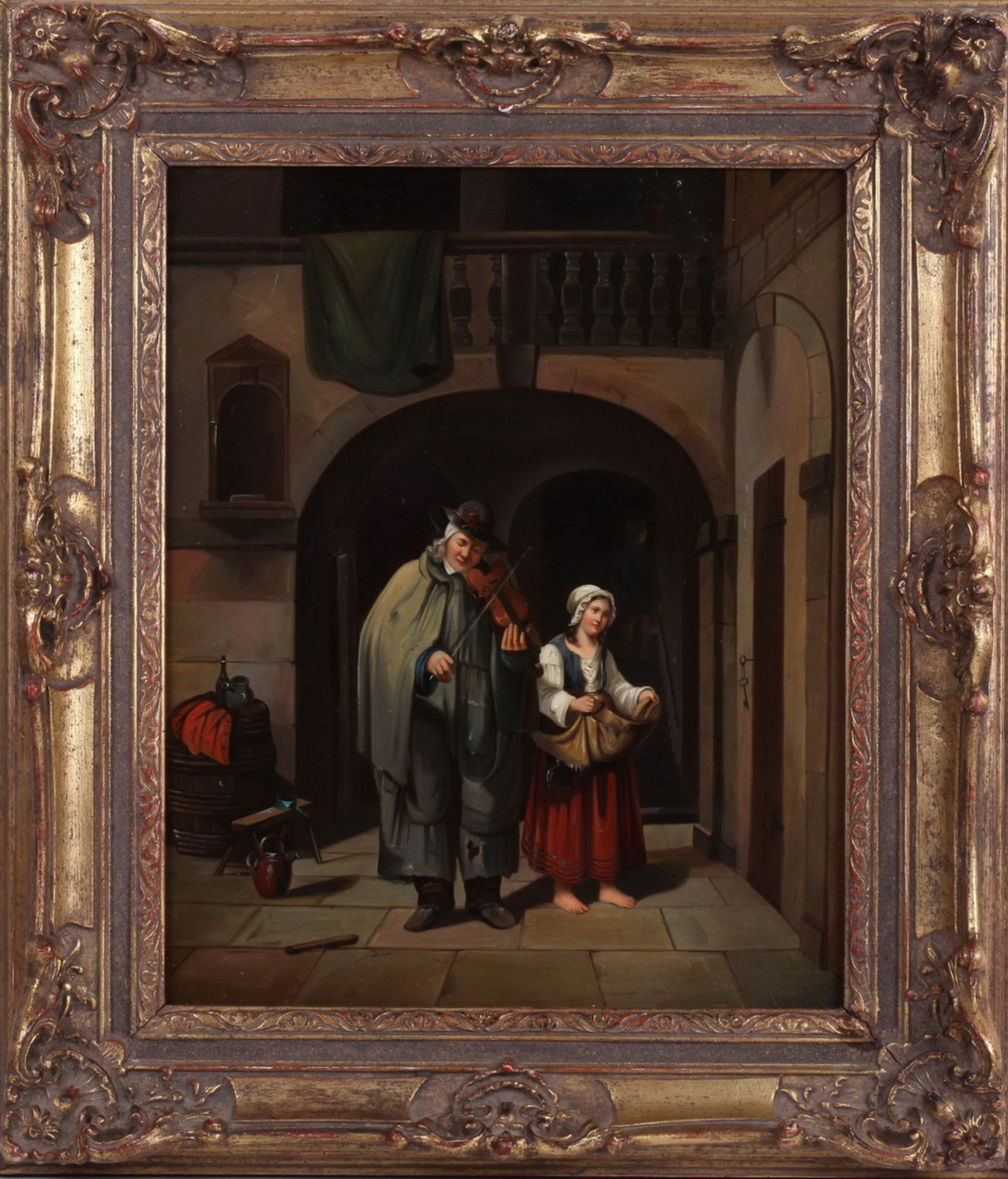 Unknown artist. Violinist and woman. <br>Framed. 1840s. Copper plate, oil. 33x27,5 см. - Bild 3 aus 3