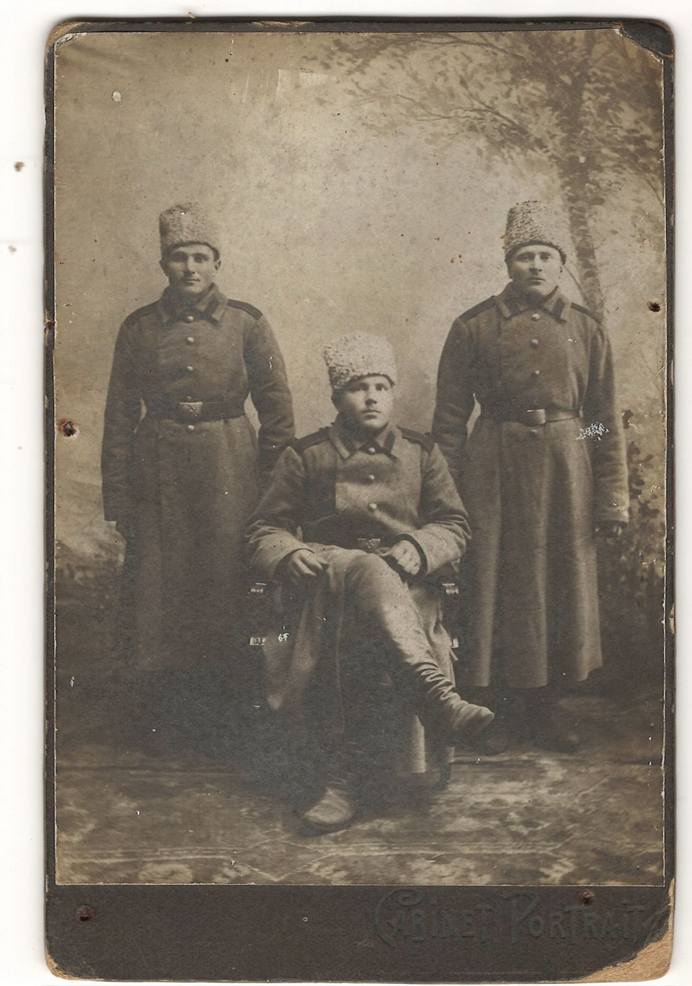 [Russian Empire]. Cabinet portrait of army officers of World War I era. Photograph. 1914. <br>16x10,