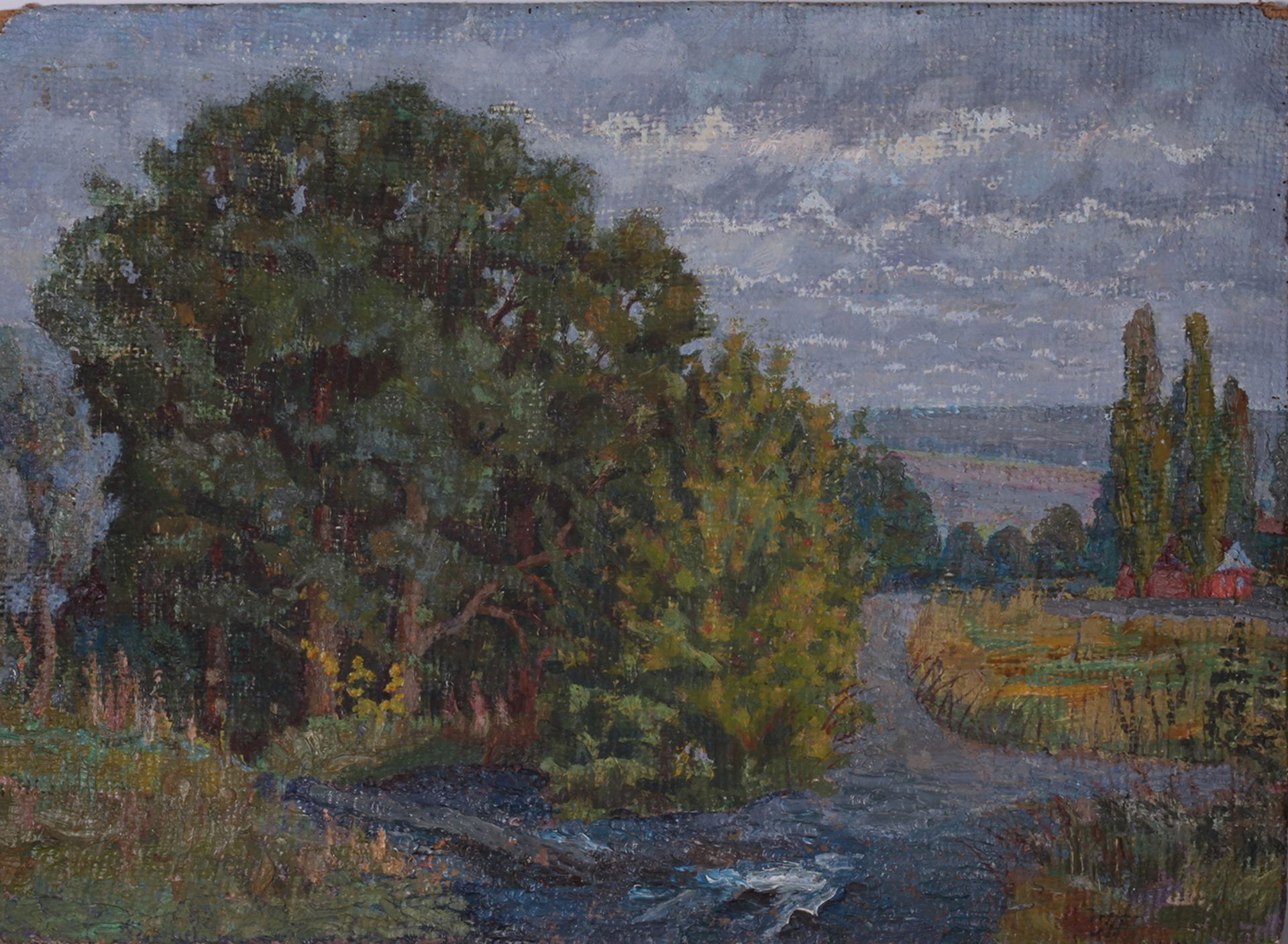 Horobets, P.M. River. Signed. 1969. Oil on cardboard. 35,5x50 cm.