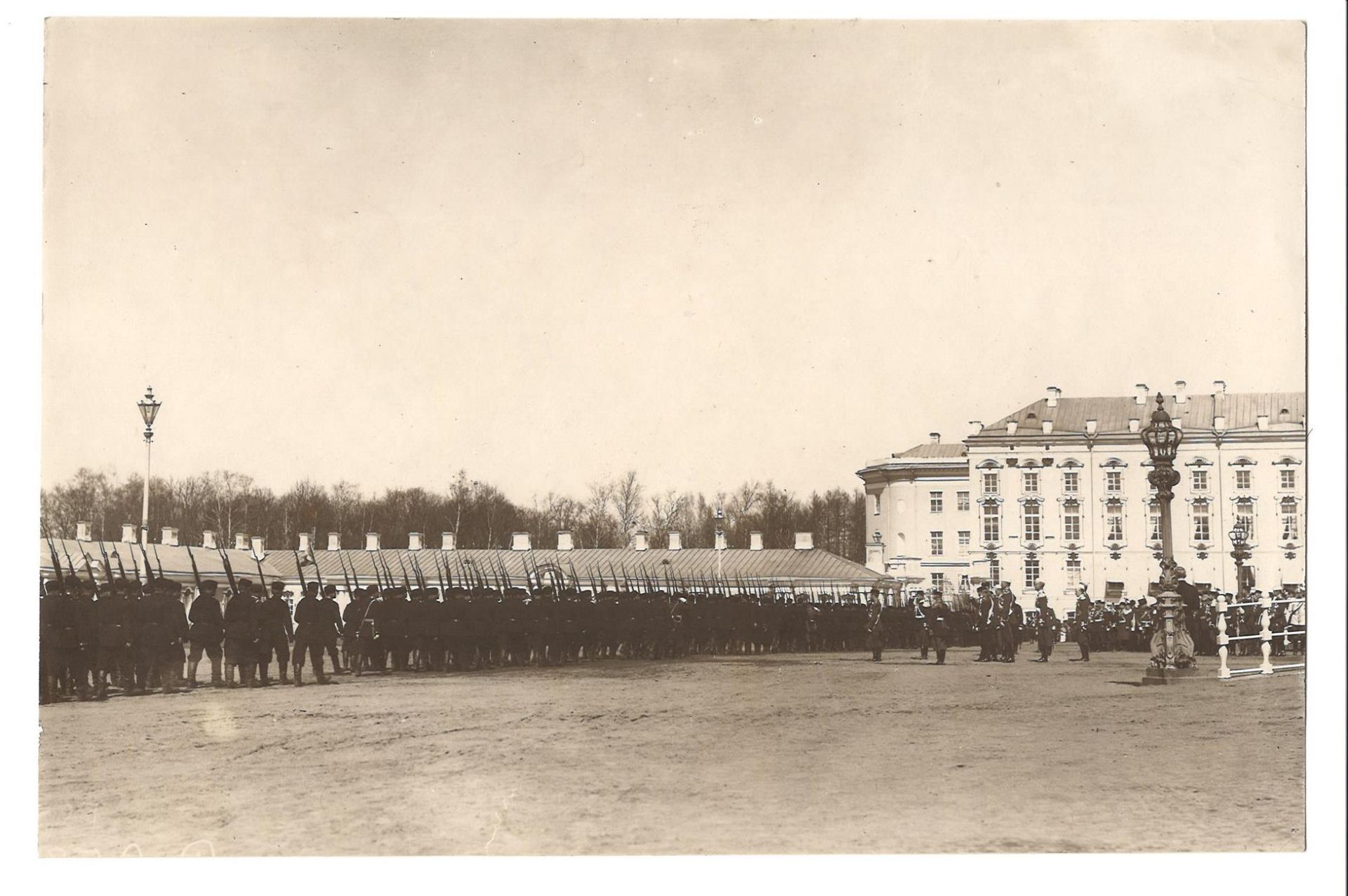 [Russian Empire]. Karl Bulla. Columns of Grenadier Life guard regiment pass by Nicholas II on parade