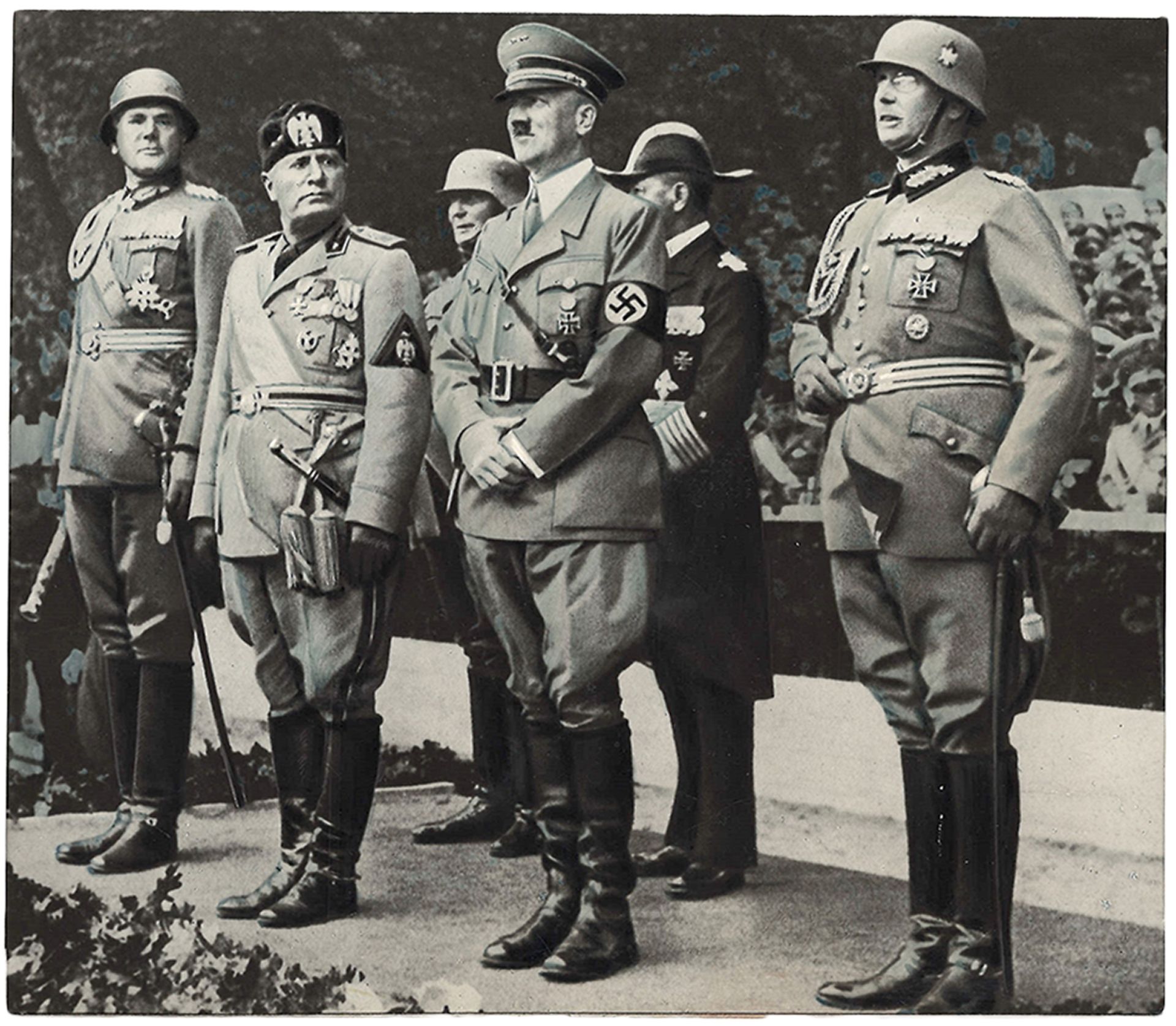 Wehrmacht march-past in Berlin in honor of Benito Mussolini. 29th September 1937. Press photo. 18x19