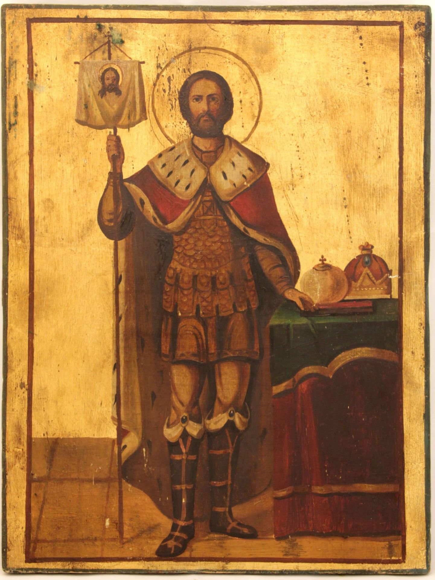 Russian icon "Saint Alexander Nevsky", 19th century, 38x29 cm.