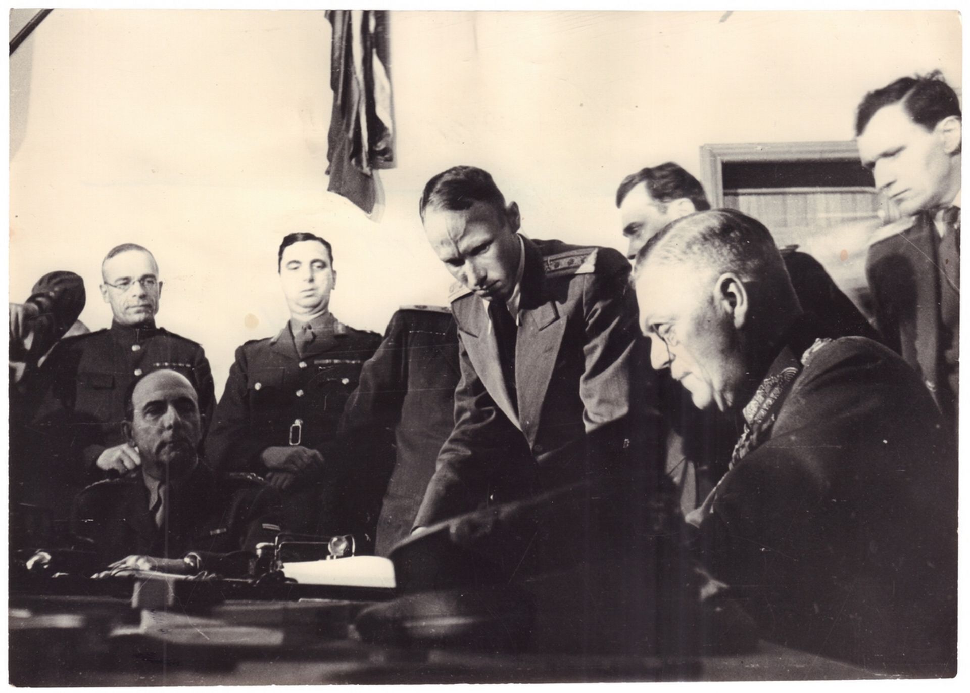 Three photographs. Capitulation of Germany and Japan. 1945. Late prints of 1965-1966. from 21,7x8,3 