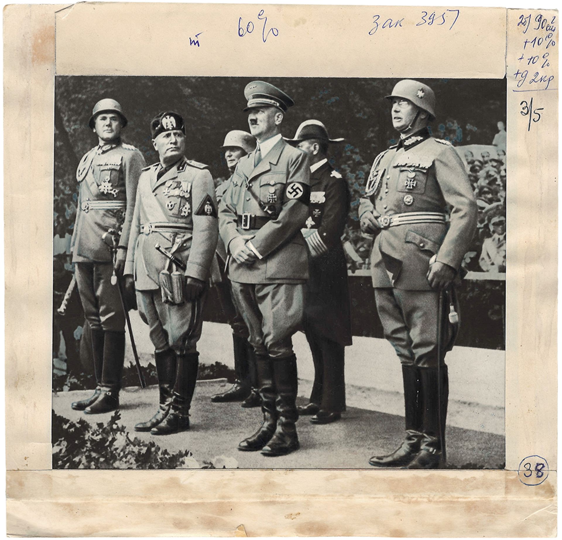 Wehrmacht march-past in Berlin in honor of Benito Mussolini. 29th September 1937. Press photo. 18x19 - Bild 2 aus 2