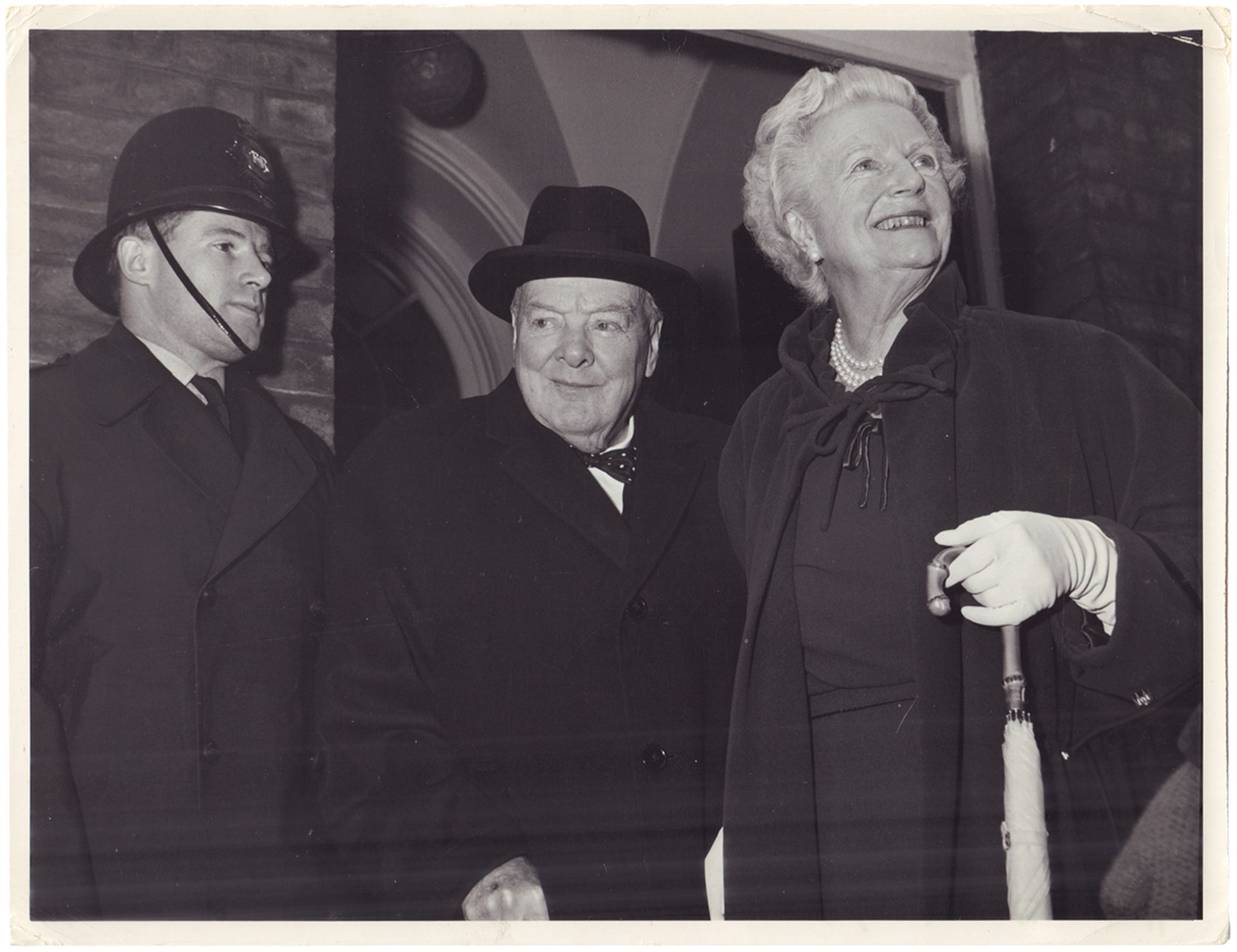 Photograph "Sir Winston Churchill in his 87th Birthday with his wife Clementine Churchill". 1961. 17