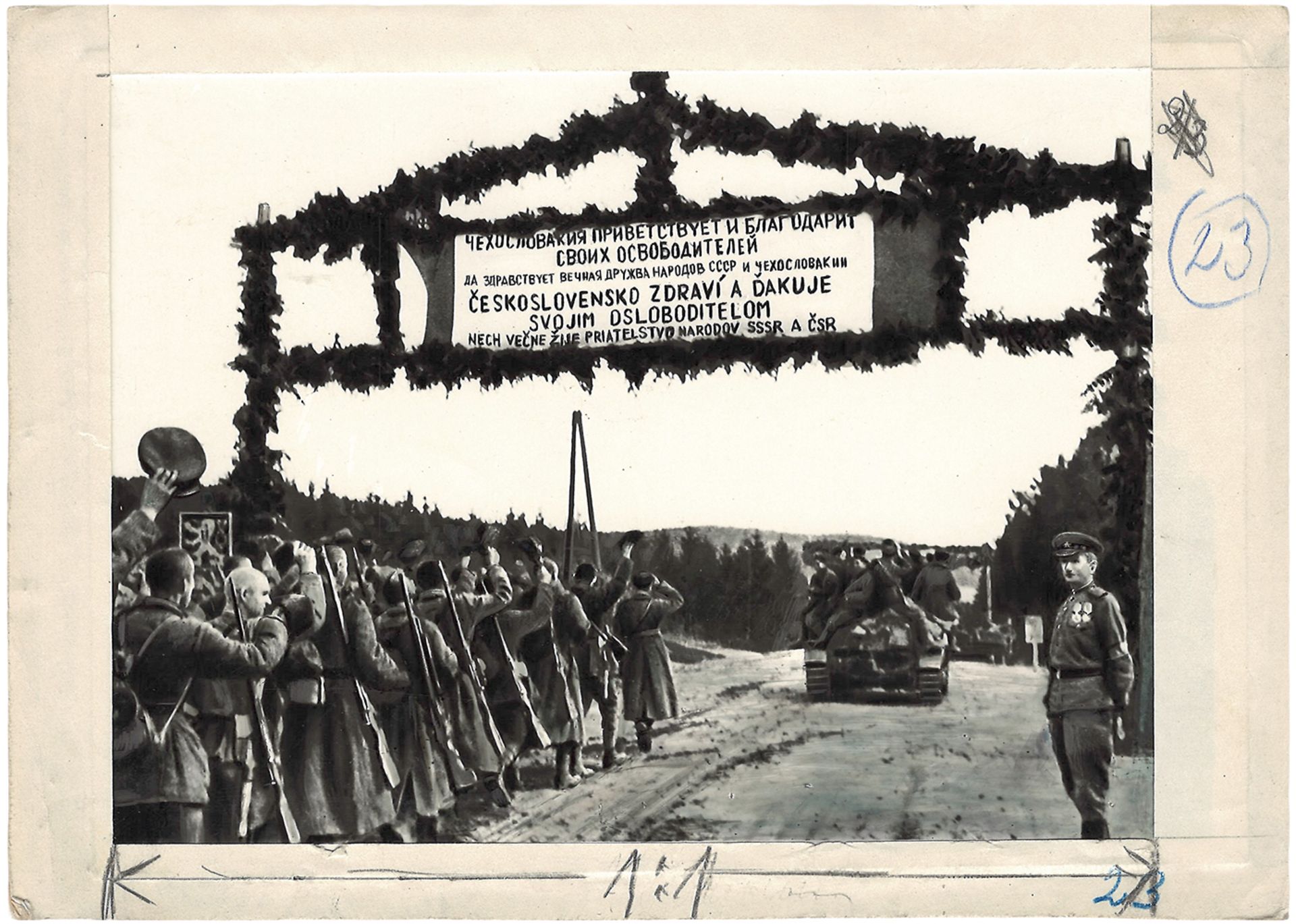 [Soviet Union]. Soldiers of the 1st Czechoslovak army corps are coming back home. 1944. Press photo. - Bild 2 aus 2