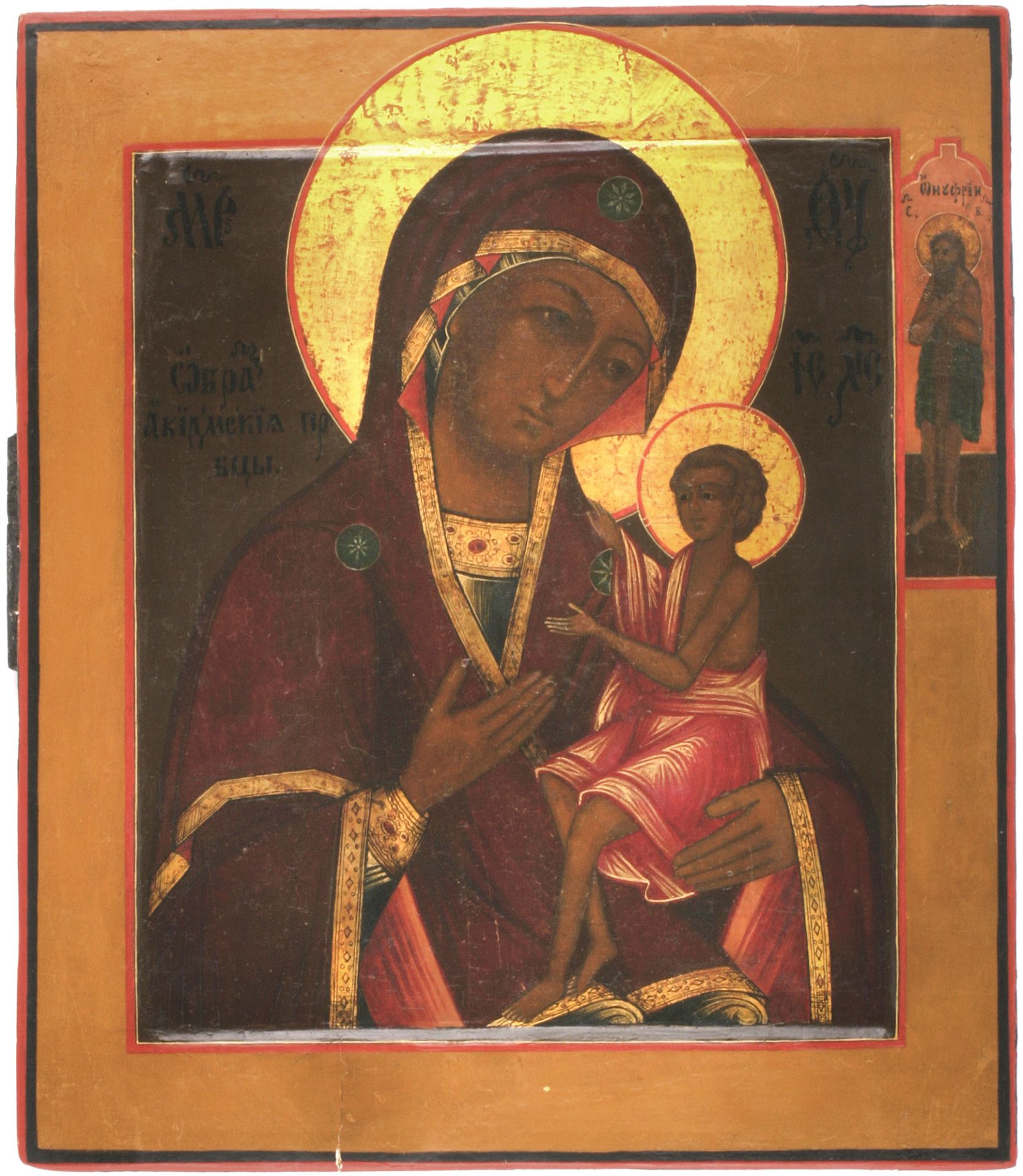 [Russian icon]. Our Lady Akidimskaya / PELAGONIA (ELEUSA). 19th century. 22,5x26 cm.