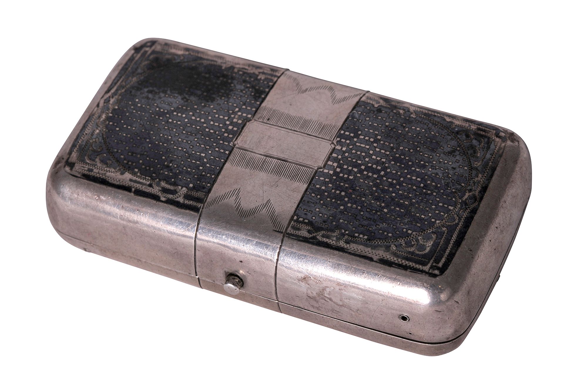 Silver pill box. The end of the 19th century. 