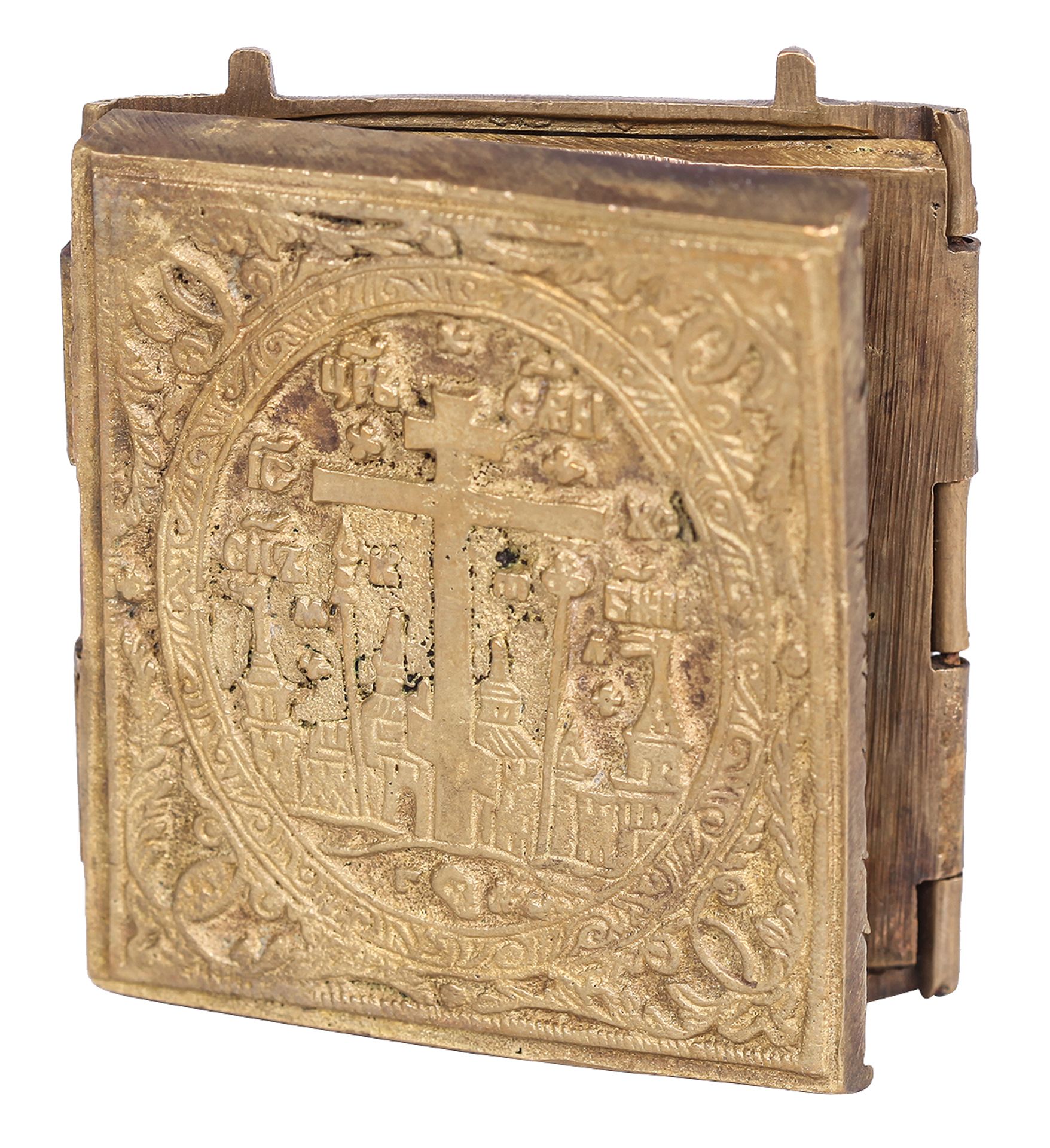 [Russian]. 3-panel folding icon [skladen] "Deisis". - 19th century. - 7x6,5 cm. - Image 2 of 2