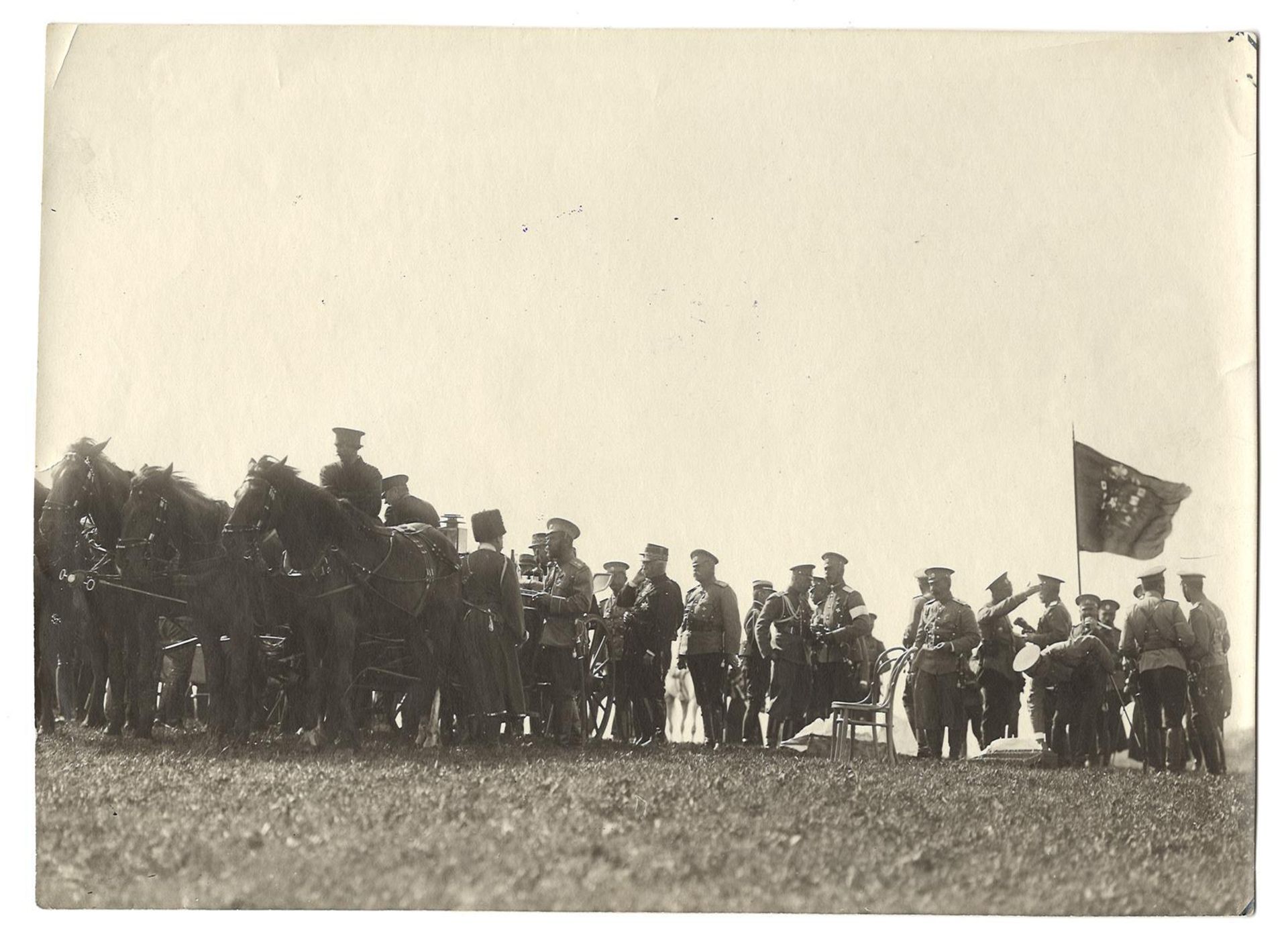 [Russian Empire. Romanov]. Karl Bulla. Nicholas II and French general officers on a halt. Krasnoye S