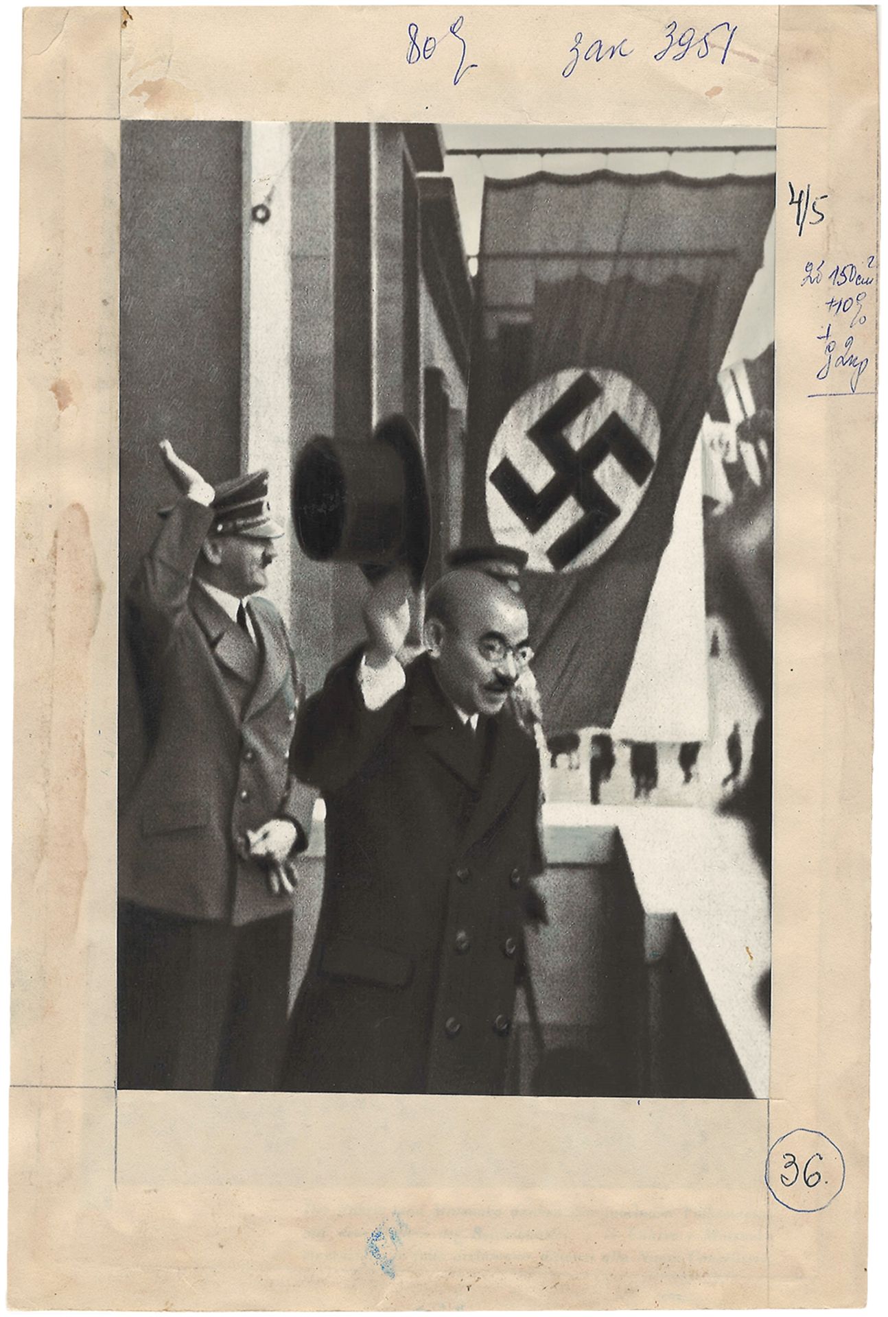 Hitler and Matsuoka after negotiation are greeting Nazi demonstration from a balcony. Berlin. March - Bild 2 aus 2