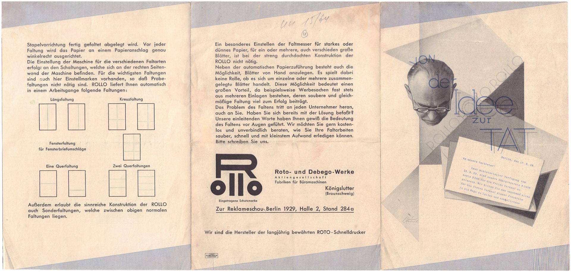 Von der Idee zur Tat. [Berlin, 1929. 21x14,8 cm].