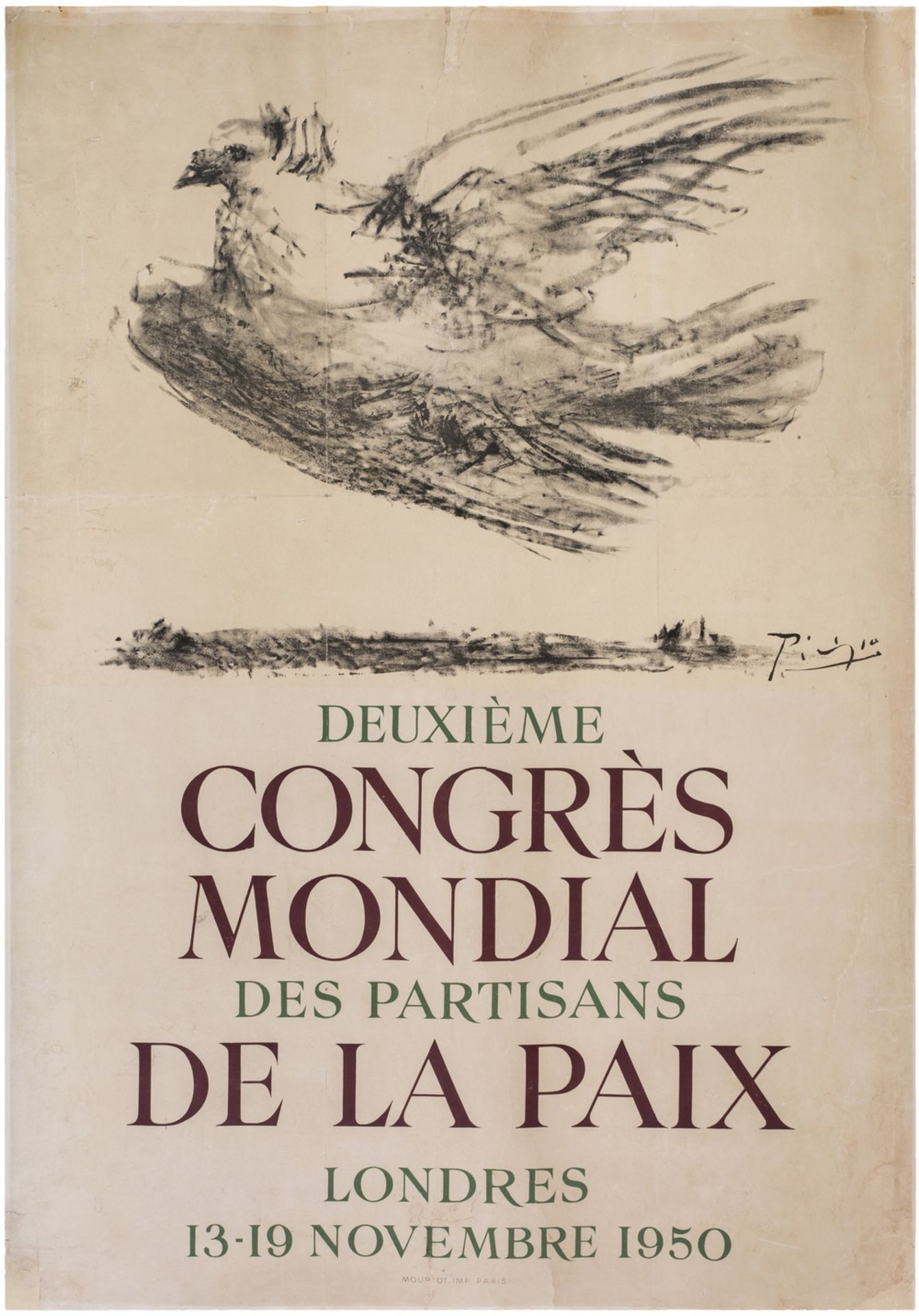 [Soviet art]. Pablo Picasso. Poster "Deuxieme congres mondial des partisans de la paix. Londres". -