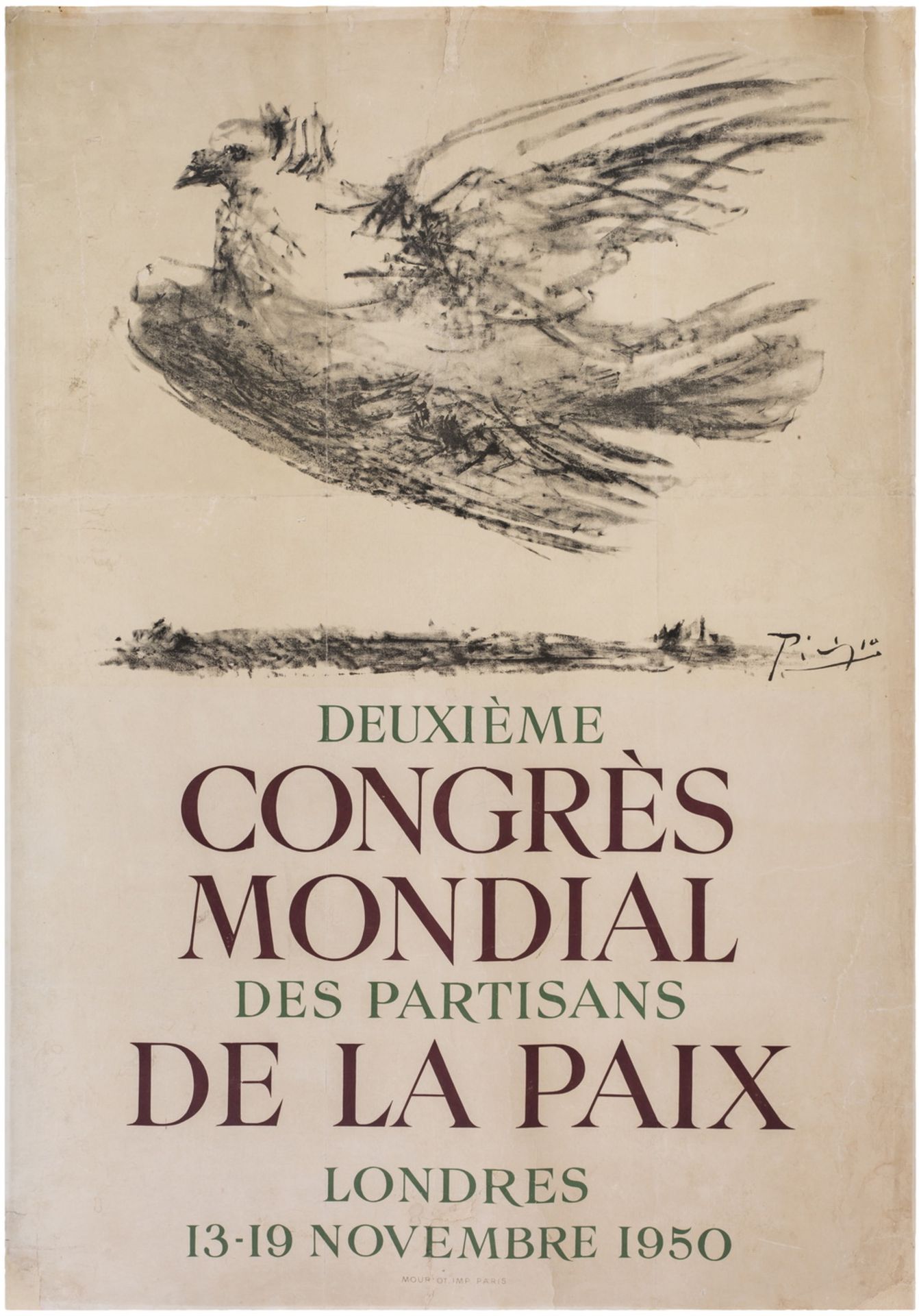 [Soviet art]. Pablo Picasso. Poster "Deuxieme congres mondial des partisans de la paix. Londres". - 
