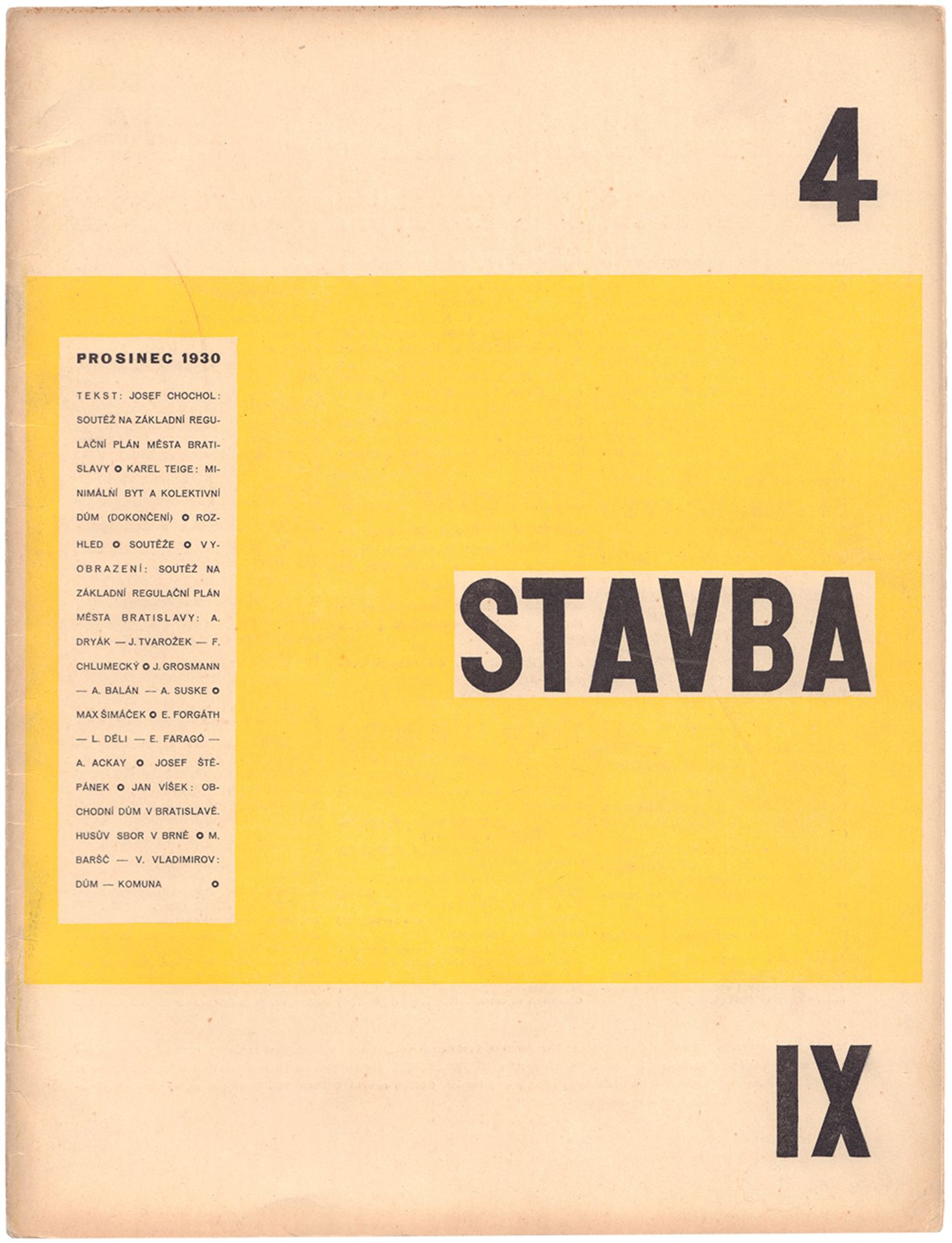 [Constructivism. Soviet art]. Stavba. 4. IX. - [Prague, 1930]. - [8] sheets., 53-72 pp.; 30,8x23,5 c