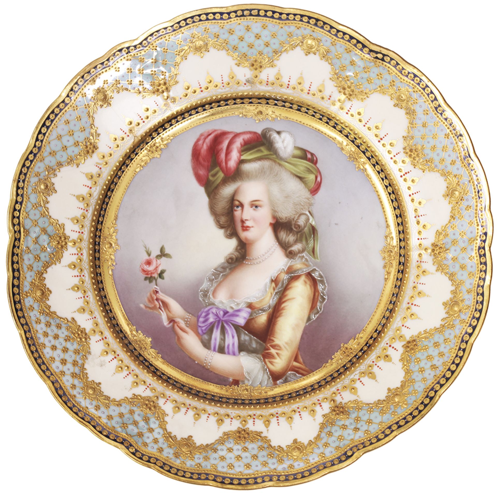 [Russian]. Wagner. Porcelain plate "Marie-Antoinette". Germany, Dresden. 1900s. 