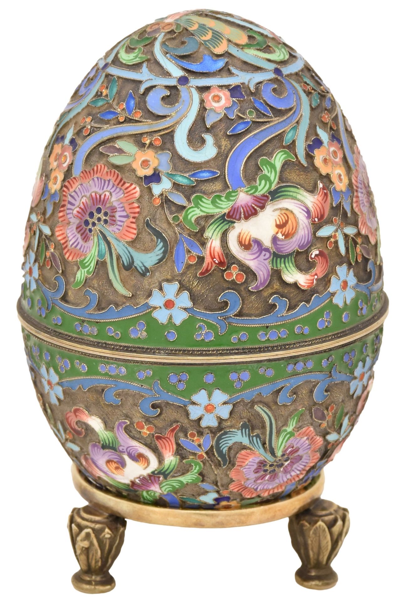 [Russian] Enamel Floral pattern Easter egg. Russia, Moscow. Circa 1910. 11x7 cm (egg). - Image 2 of 6